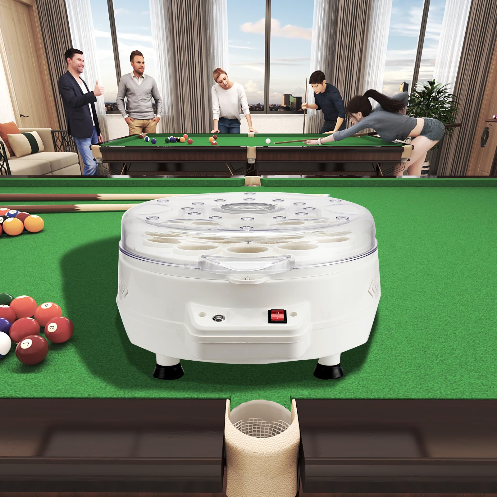 Automatic Pool Ball Polishing & Cleaning Machine for 16/22 Balls - 110V Billiard & Snooker Ball Cleaner | Perfect for Home Game Rooms, Bars, and Professional Pool Halls