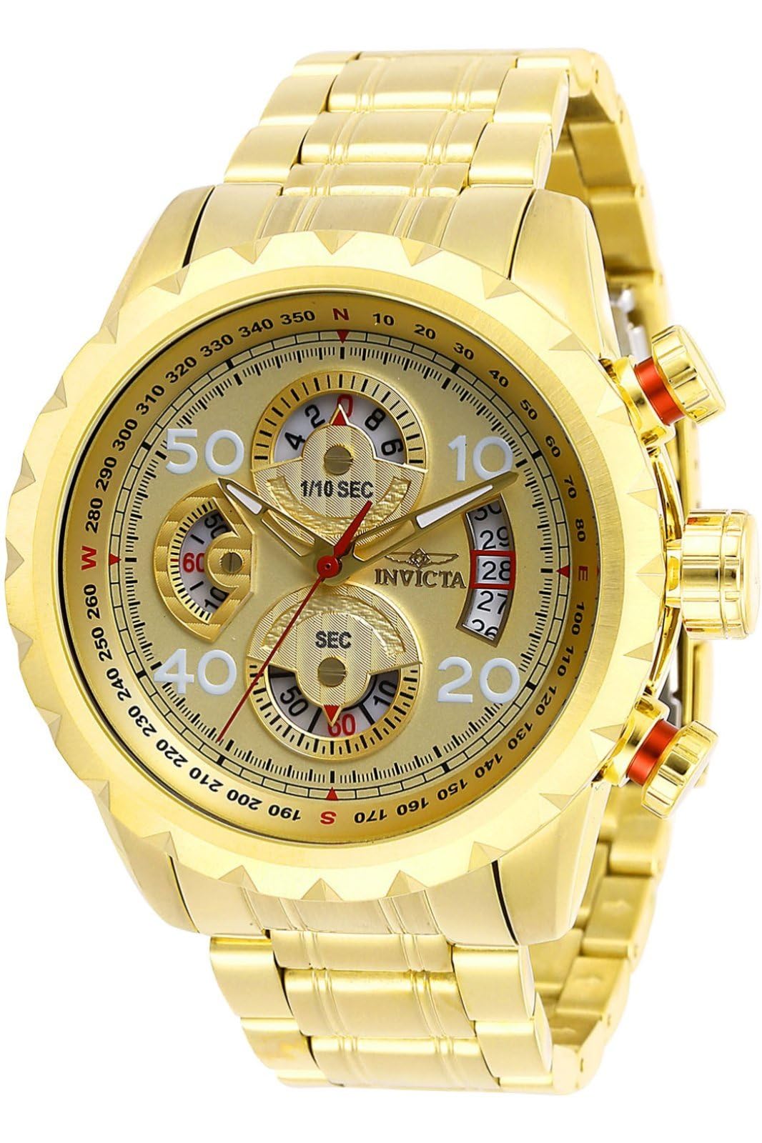 Invicta Men's Aviator Watch - Stainless Steel Chronograph with Date Window, Water Resistant - Perfect for Aviation Enthusiasts, Business Professionals & Everyday Wear