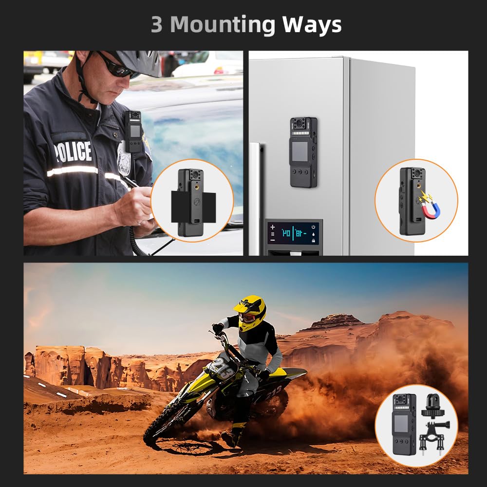 4K Mini Body Camera with Audio & Video Recording - Wearable WiFi Camcorder with 180° Rotatable Lens, Night Vision & Warning Lights - Magnetic Clip for Personal Security, Travel Vlogging & Outdoor Adventures