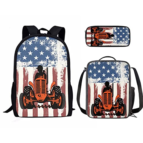 American Flag and Tractor