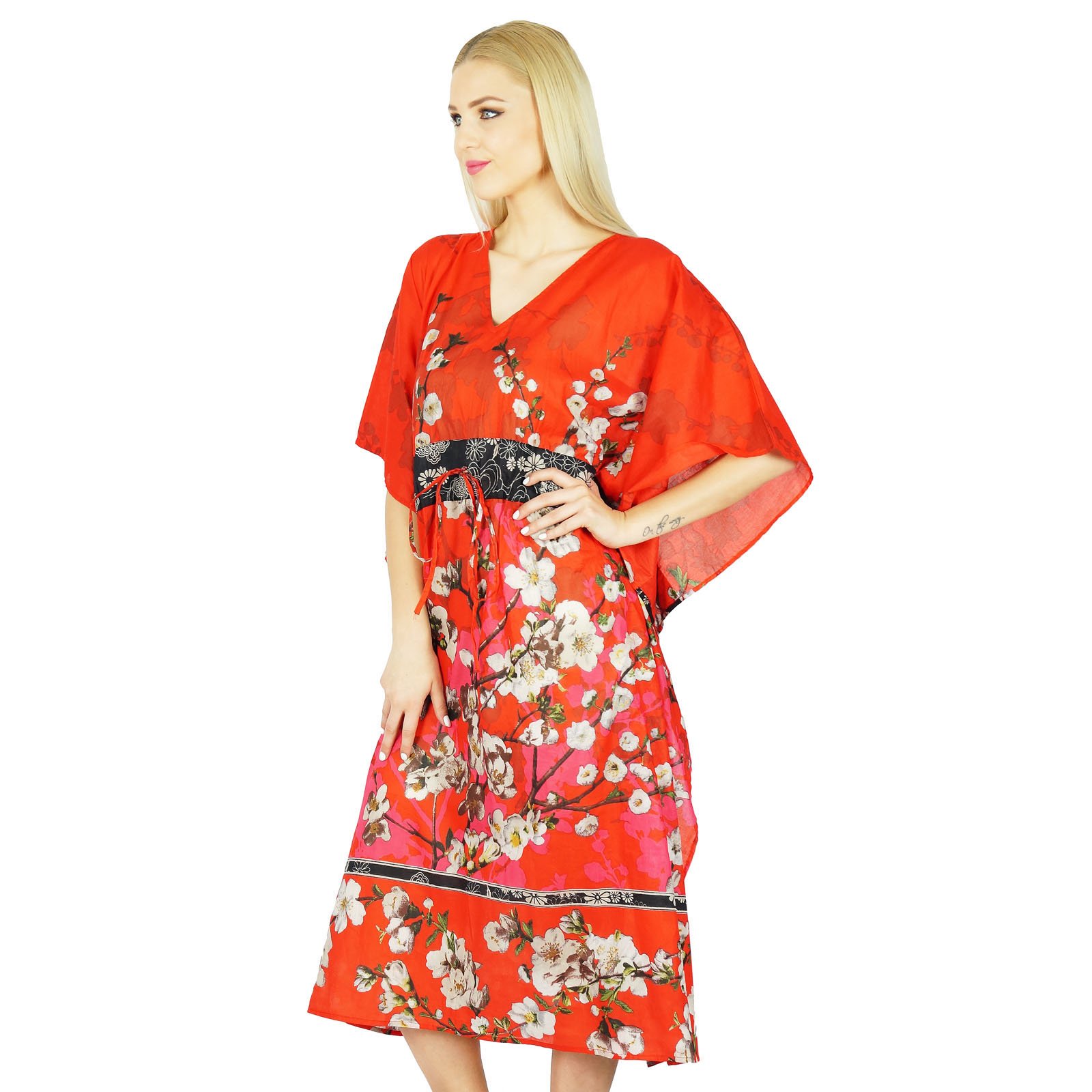 Bimba Women's Printed Maxi Dress - Flowy Kaftan with Kimono Sleeves for Beach Cover Up | Perfect for Summer Vacations, Pool Parties & Resort Wear
