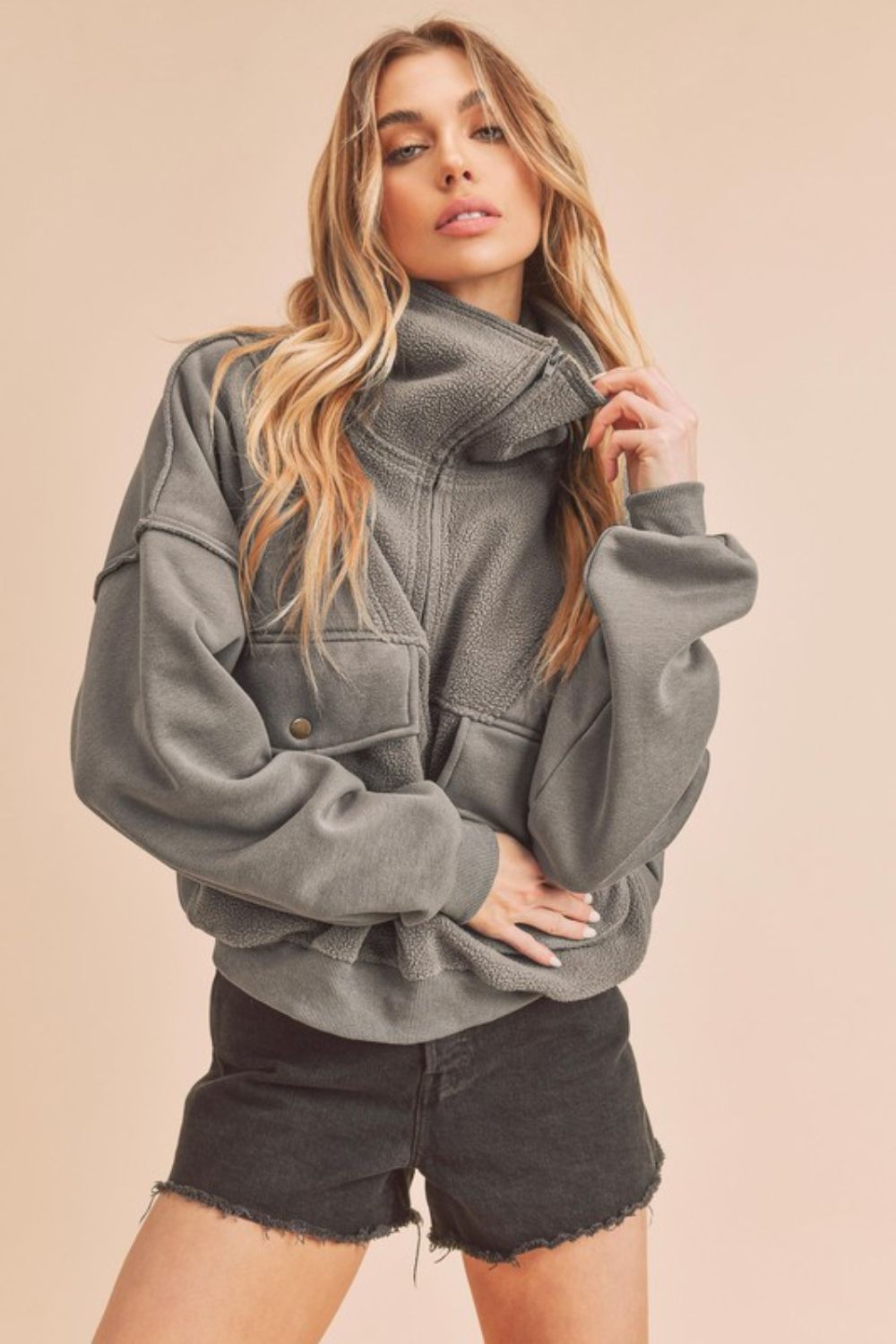 Exposed Seam Half Zip Sweatshirt with Pockets - Stylish Pullover Hoodie for Men & Women | Perfect for Casual Wear, Gym & Outdoor Activities
