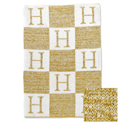 Butterscotch Baby Blanket with Metallic Initial & Blocks - Soft Stroller Blanket for Boys & Girls - Perfect for Strollers, Car Seats & Nursery Decor