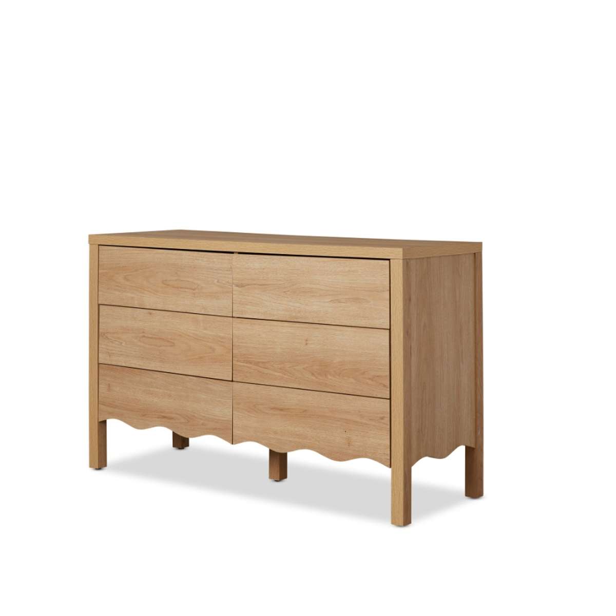 Malena 6-Drawer Natural Wood Dresser - Spacious Storage for Bedroom, Living Room & Office Organization