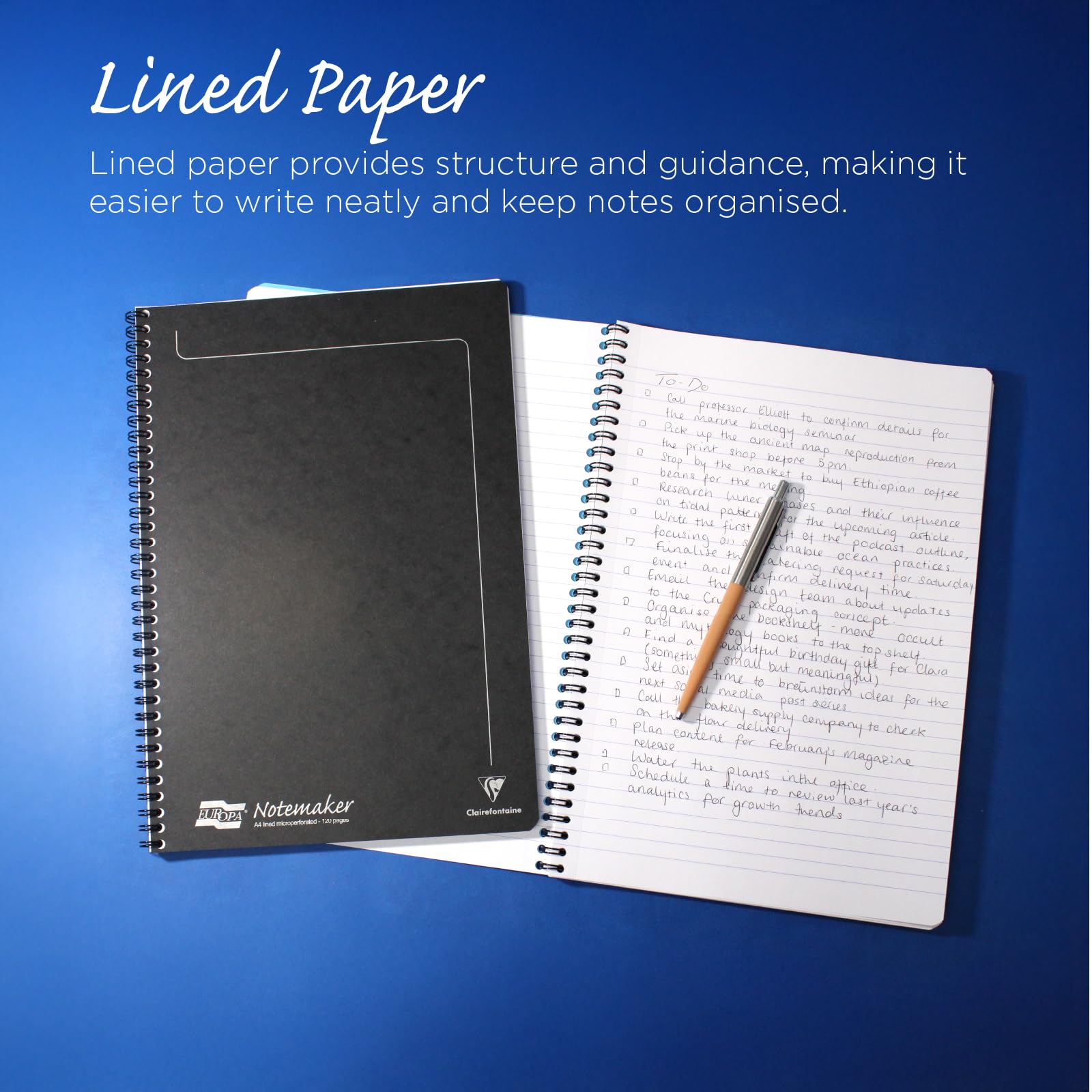 Europa A4 Side Bound Notebook - Black, 1 Pack | Premium Spiral Notebook for Office, School & Journaling | Durable Cover & Smooth Writing Paper