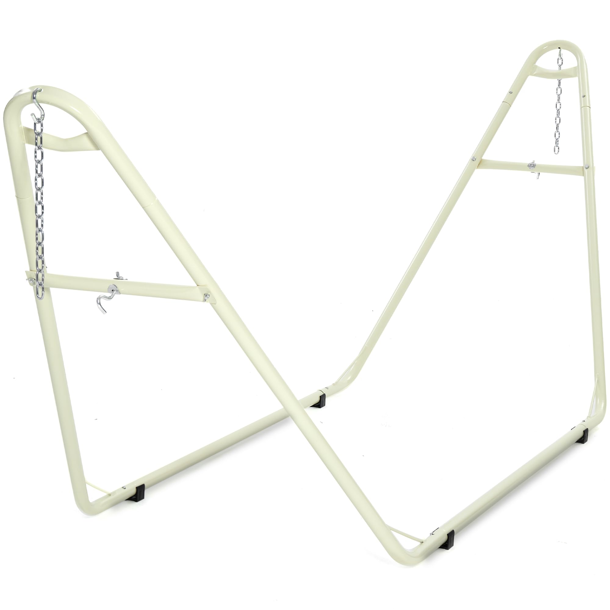 Heavy Duty 2 Person Hammock Stand - 600 lbs Capacity, Adjustable Powder-Coated Steel Frame for 9-14ft Hammocks (XXL, Milky) - Perfect for Backyard, Camping & Beach Relaxation