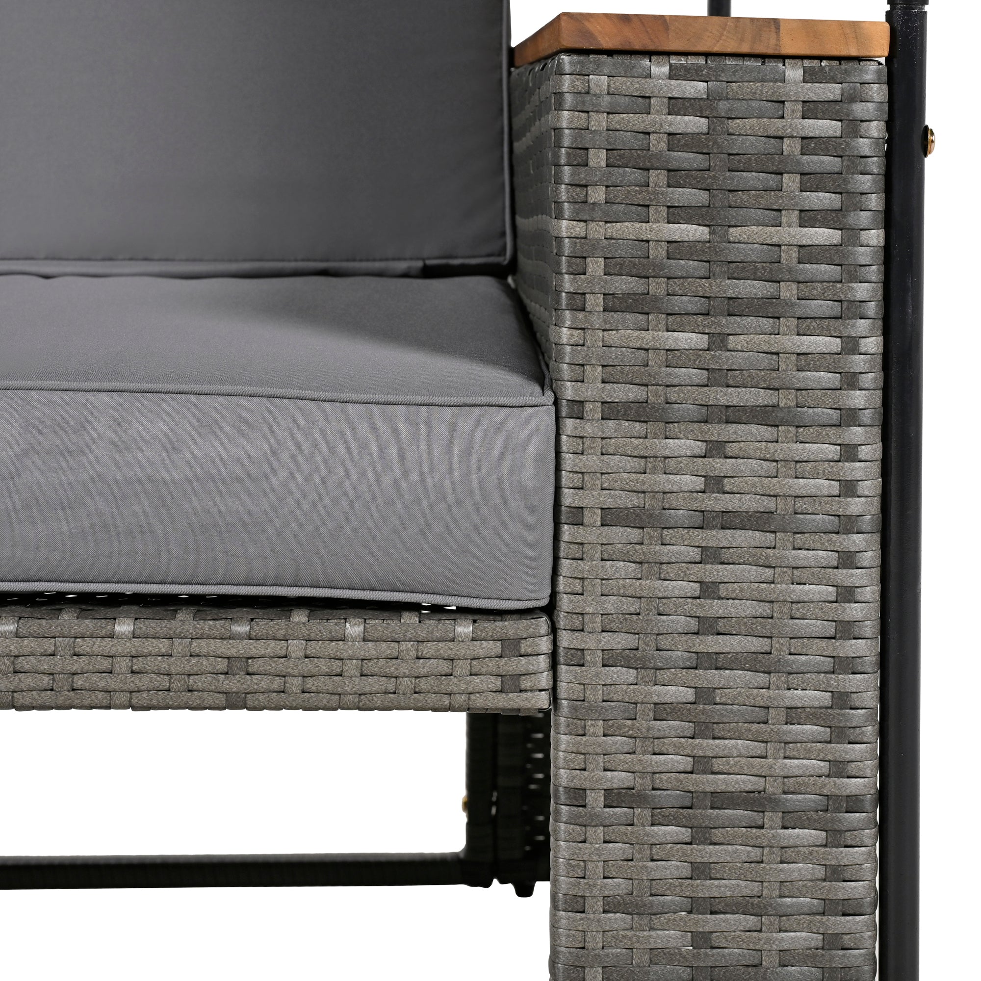 2-Piece Outdoor Rattan Daybed with 5 Adjustable Positions - Patio Loveseat Sofa Set for Poolside, Garden, or Backyard Relaxation