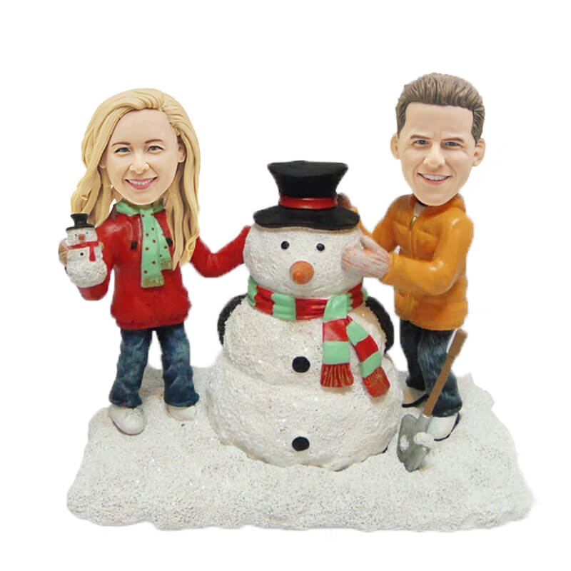 Custom Snowman Couples Bobblehead - Personalized Christmas Gift for Couples - Perfect for Winter Decor, Anniversary & Romantic Gifts