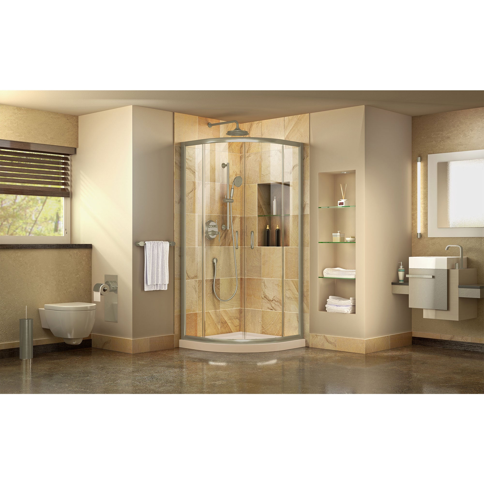 DreamLine Prime 38x38x74.75 Inch Corner Sliding Shower Enclosure with SlimLine Shower Base Kit - Clear Glass Frameless Design for Modern Bathroom Remodel | Easy Installation & Space Saving Solution