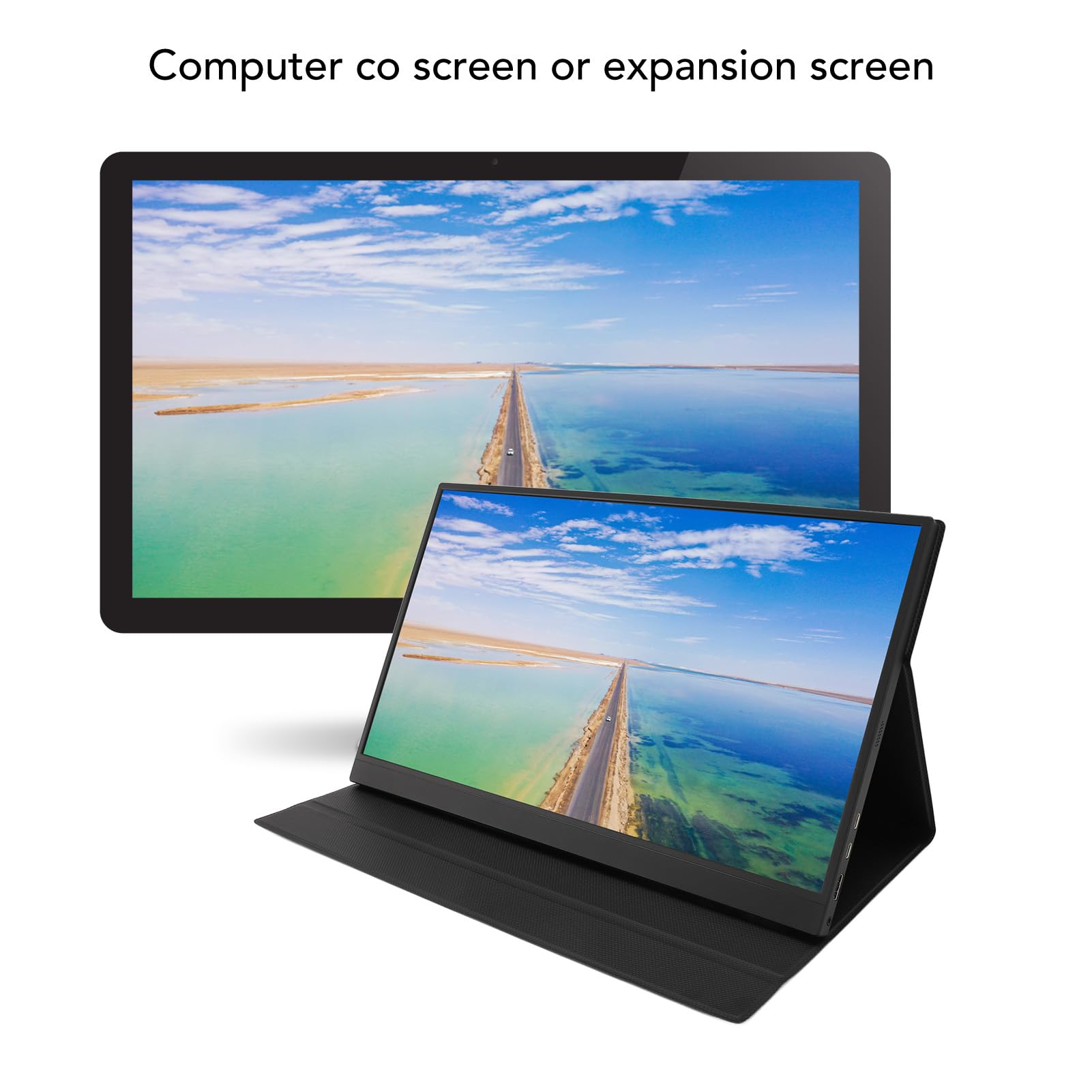 17.3 Inch Portable Monitor with HDMI USB-C 2.5K Resolution, 16:9 IPS External Display for Laptop with Adjustable Stand & VESA Mount - Perfect for Gaming, Work, and Travel