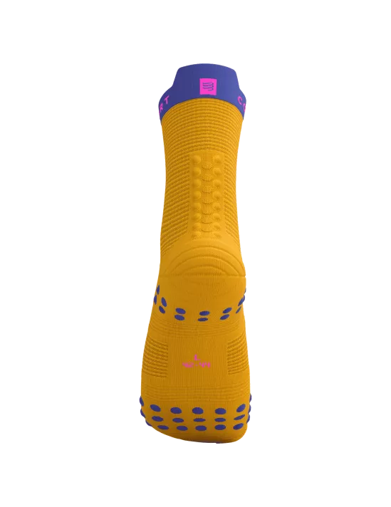 Compressport Unisex Pro Racing Socks v4.0 - High Performance Running Socks for Men & Women - Breathable & Cushioned - Saffron/Dazzle Blue - Ideal for Marathon, Trail Running & Sports Training