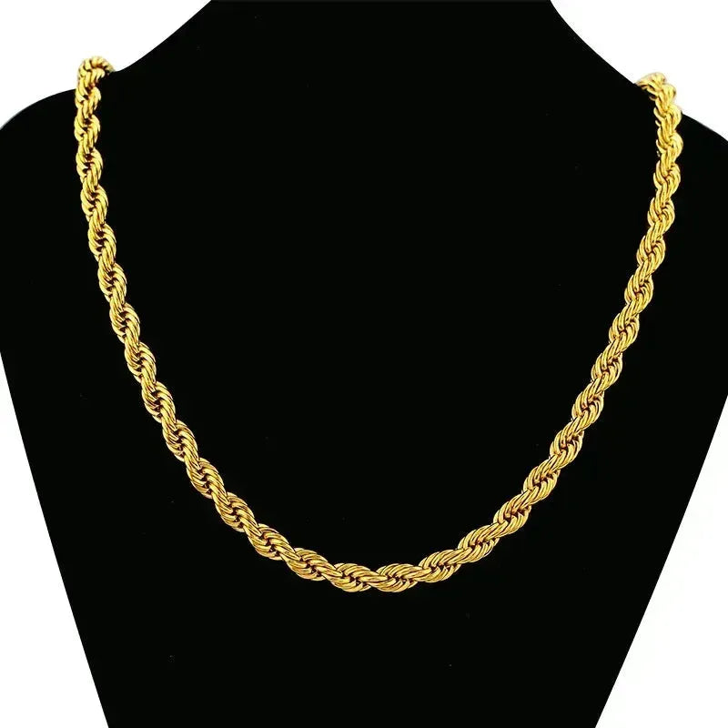 24K Pure Gold 999 Hemp Rope Necklace for Men & Women - Luxury Fortune Bringing Boss Necklace - Perfect for Gifts, Business Success & Spiritual Protection