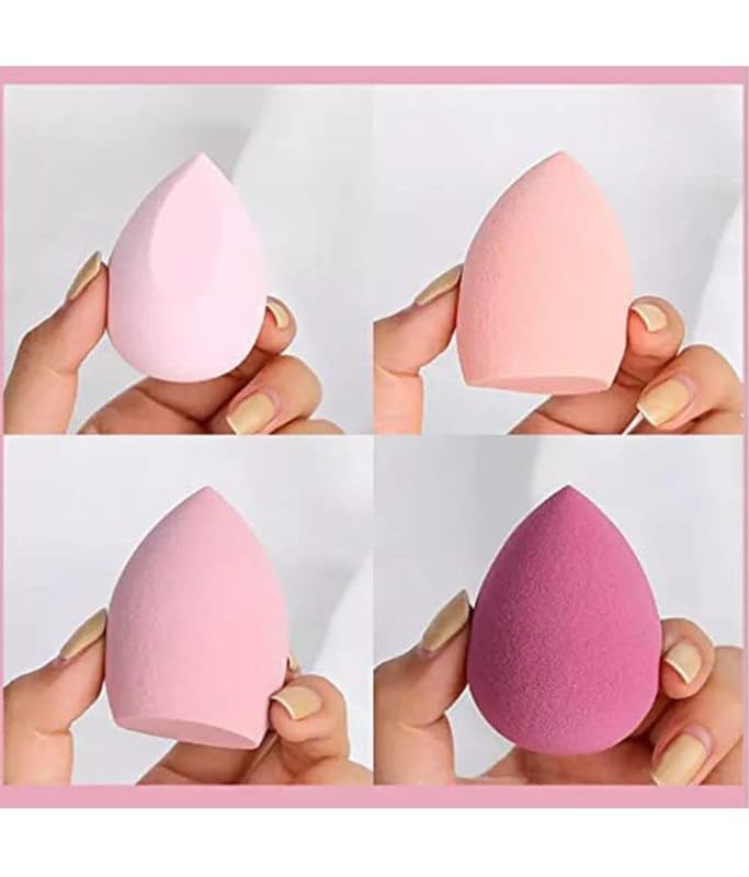 CHRONEX Beauty Blender Sponges for Flawless Makeup Application | Soft Latex-Free Makeup Sponge Puff for Foundation, Concealer & Blending | Unique Ergonomic Shape | Reusable & Washable (4-Pack) | Perfect for Daily Makeup, Professional Salon Use & Travel