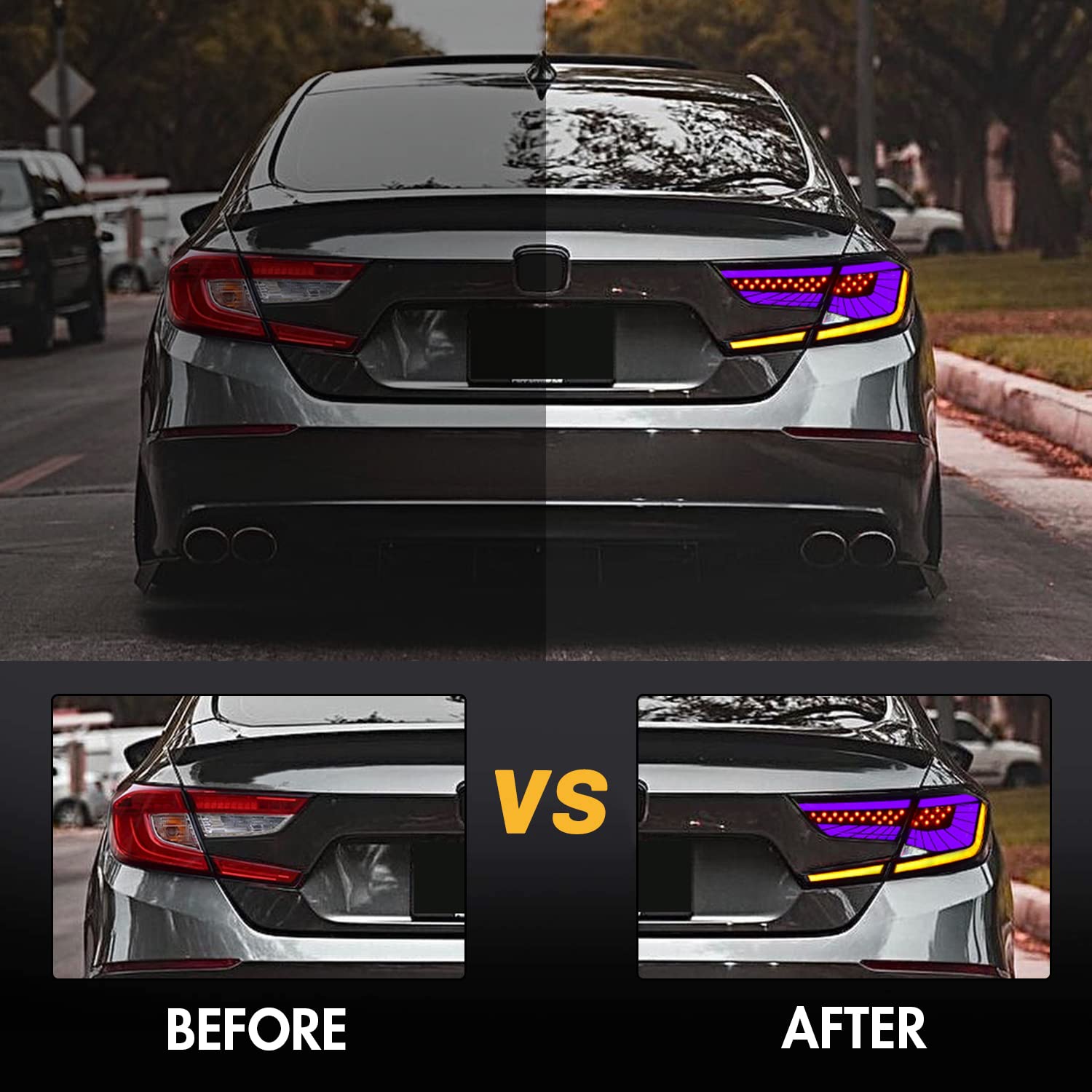 2018-2022 Honda Accord Tail Lights - Sequential LED Rear Light Assembly Compatible with EX/EX-L/LX/Sport/Touring/Hybrid Models | 10th Gen Custom Replacement Accessories (Starry Sky Red) | Enhanced Night Visibility & Style Upgrade for Daily Driving & Car Shows