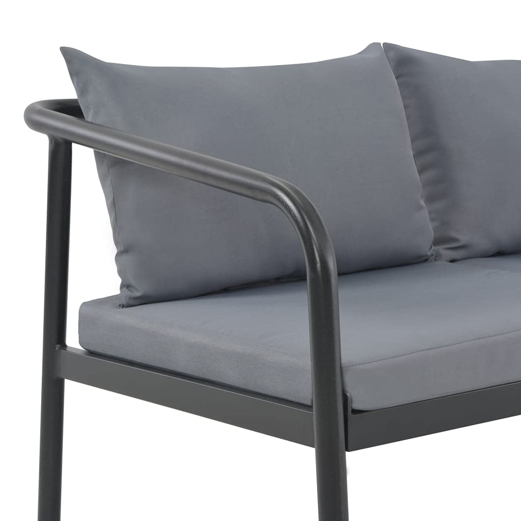 Outdoor Garden Sofa Set 2-Seater with Cushions - Gray Aluminum Patio Furniture for Backyard, Poolside, Lawn & Garden Relaxation - Fast Shipping