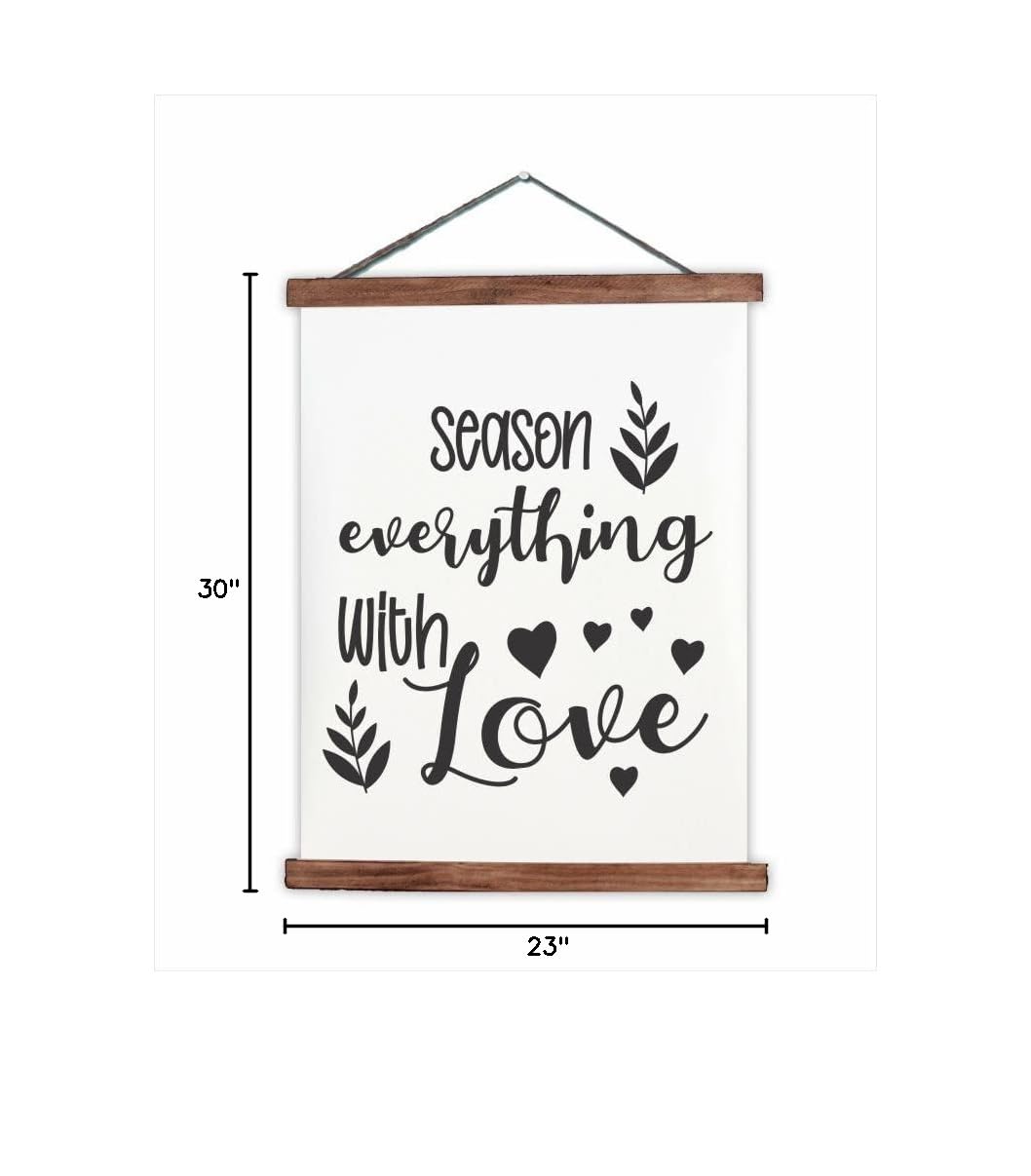 Season Everything With Love Hanging Canvas Art - 23x30 Inch Kitchen Wall Decor - Ready to Hang Scroll Art Prints for Home & Restaurant - Perfect for Farmhouse, Modern & Rustic Kitchen Decorations