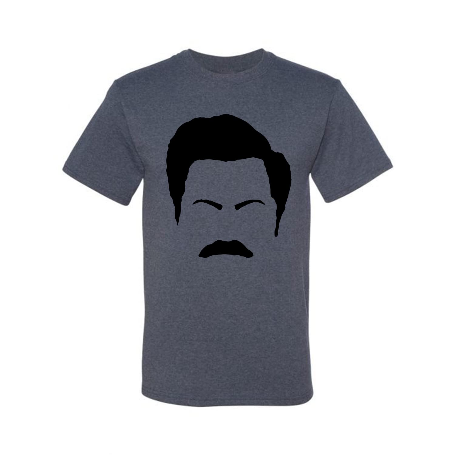 Ron Swanson Mustache Face Silhouette Graphic T-Shirt for Men - Parks and Recreation Pop Culture Fan Tee - Perfect for TV Show Lovers, Comedy Fans & Casual Wear
