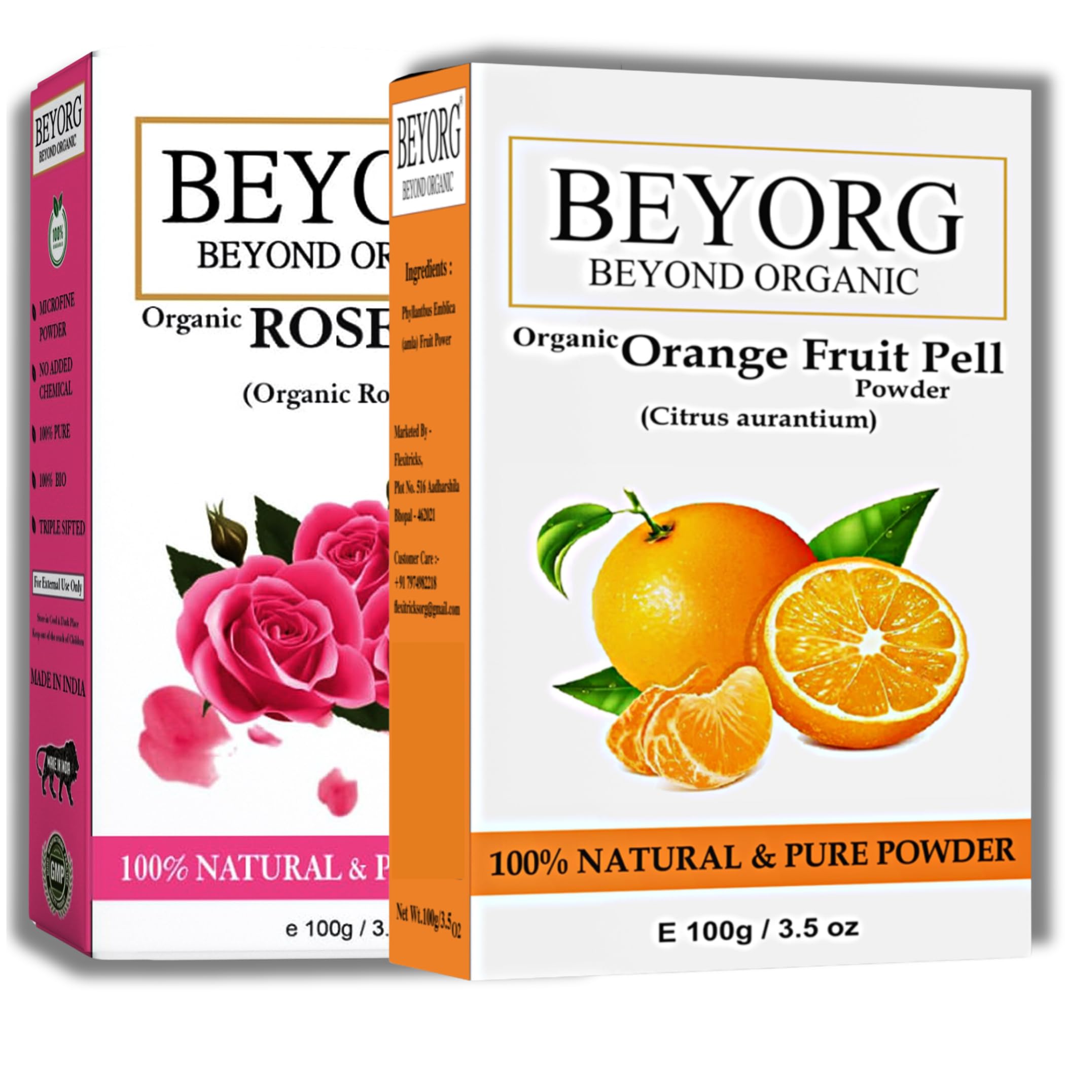 100% Natural Rose Petals Powder & Orange Peel Powder (200G) - Skin Brightening, Acne Treatment & Hair Care | Organic Face Mask for Glowing Complexion & Deep Cleansing | Perfect for DIY Beauty Treatments & Spa Days