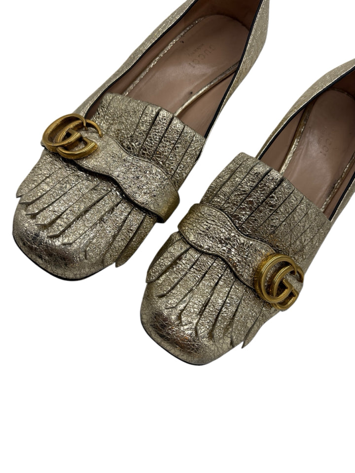 Gucci Fringe Metallic Marmont Block Heel Women's Shoes Size 39 (US 9) - Luxury Designer Pumps for Parties, Weddings & Evening Events