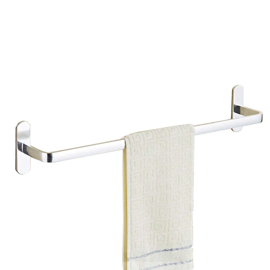 FALIYORS Single Space Aluminum Towel Bar, Bathroom Towel Rack with 3M Adhesive - Rustproof & Waterproof for Kitchen, Bathroom, Shower & Spa (Wall Mount, No Drilling)