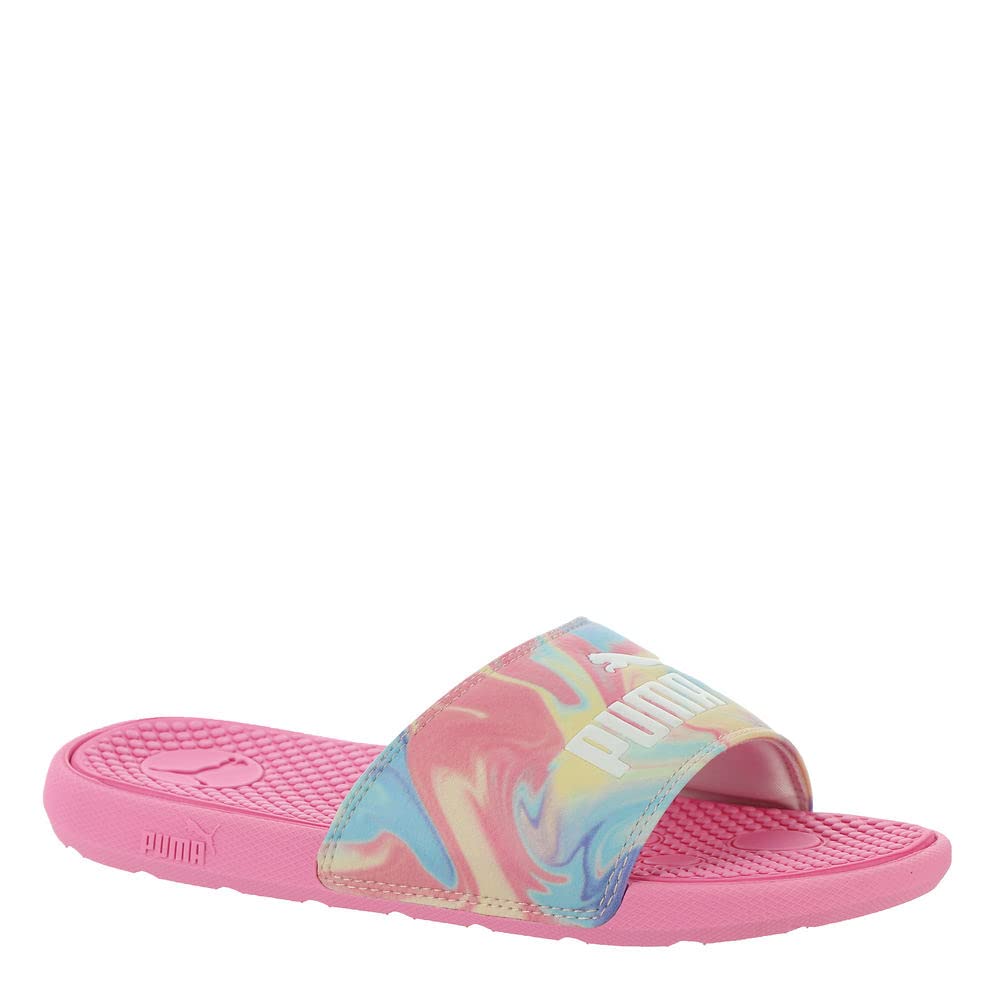 PUMA Cool Cat Ice Cream Swirl Sneakers for Big Kids - Pink Glimmer, Elektro Purple, Island Paradise & Puma White | Size 7 | Comfortable & Stylish for School, Play & Everyday Wear