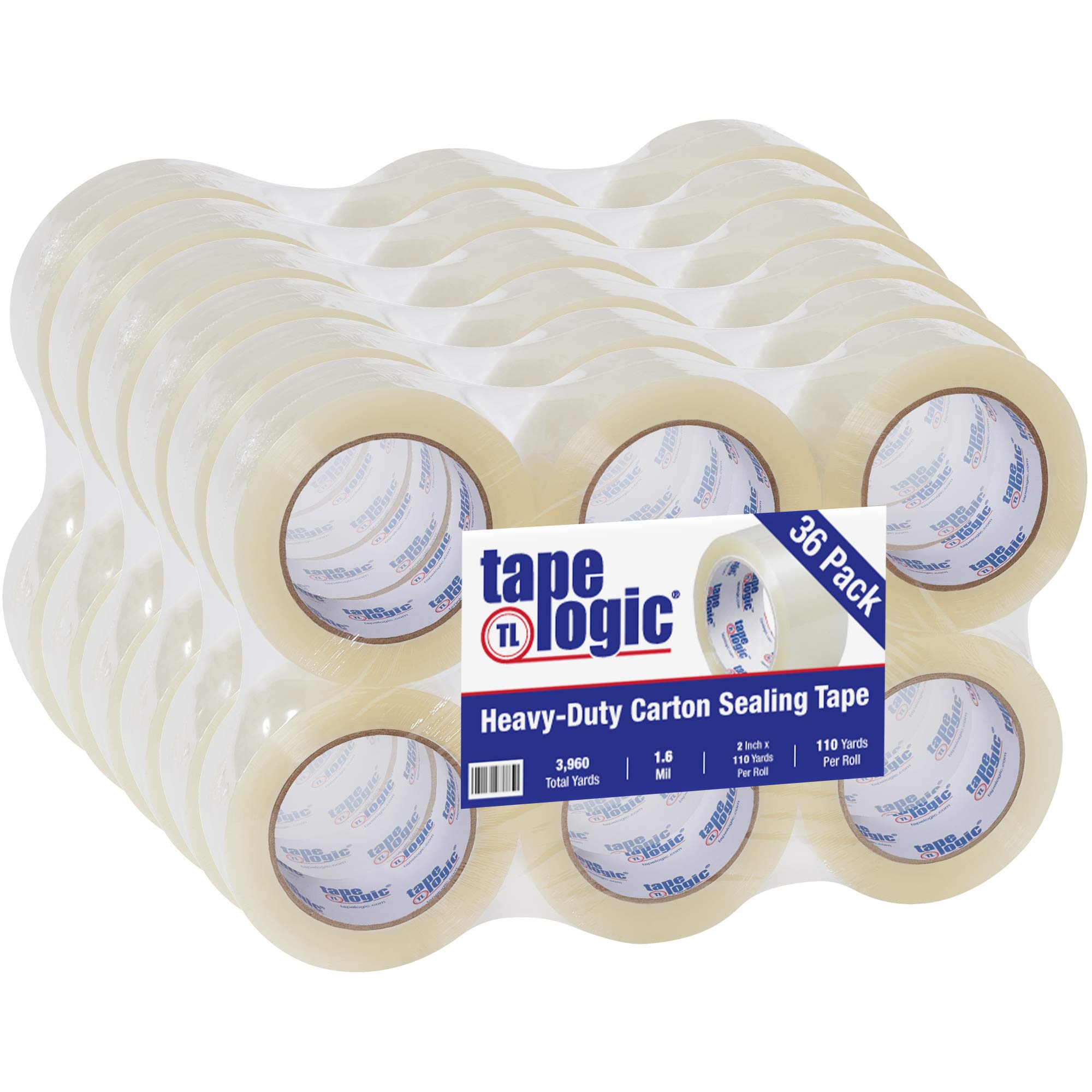 Aviditi Tape Logic 2 Inch x 110 Yard 1.6 Mil Clear Heavy Duty Acrylic Packing Tape - 36 Pack for Shipping, Moving, Home & Office Use | Secure Box Sealing, Package Protection, Warehouse & E-commerce Packaging