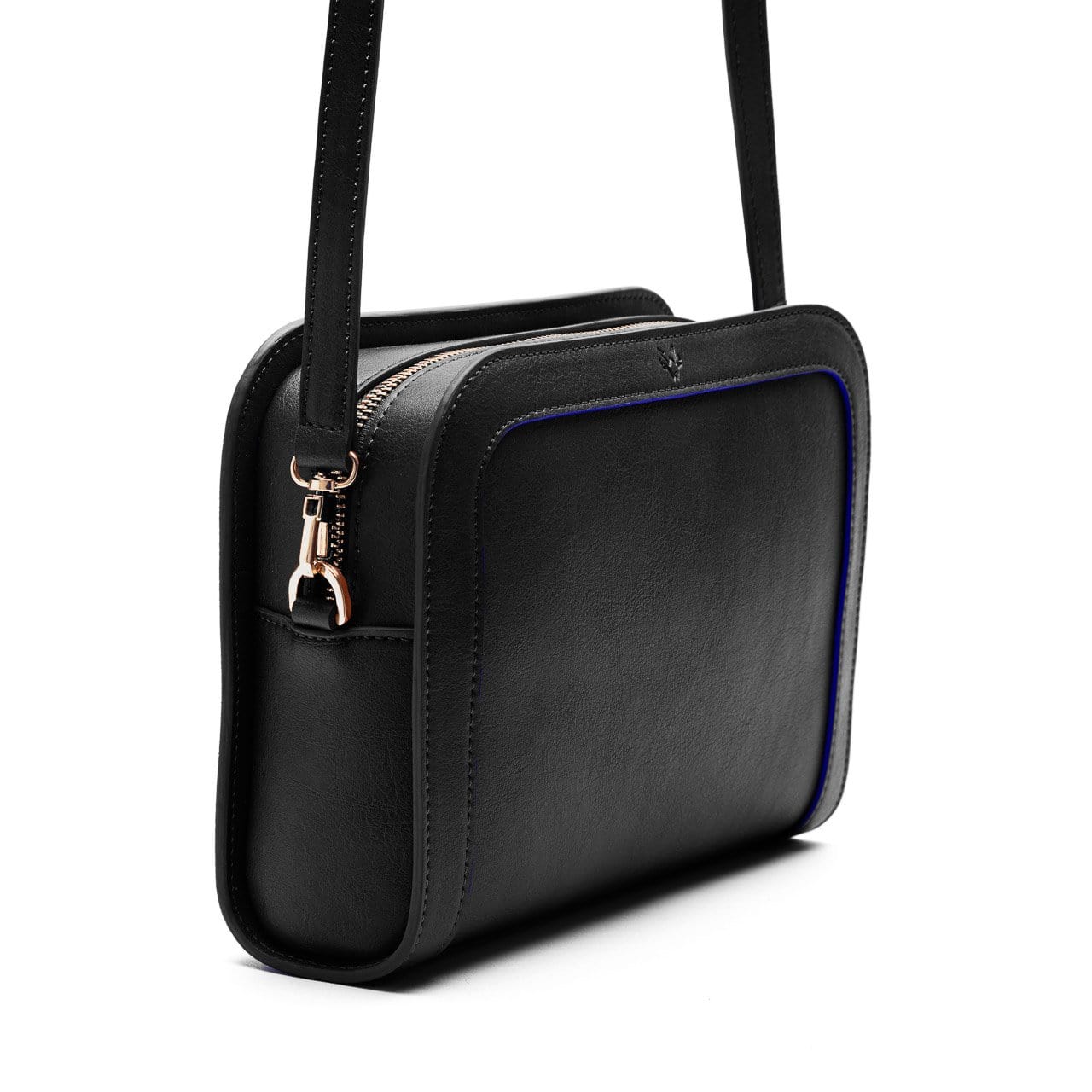 Wilton Vegan Leather Crossbody Bag for Women - Stylish Black & Cobalt Blue Shoulder Purse | Perfect for Work, Travel & Everyday Use