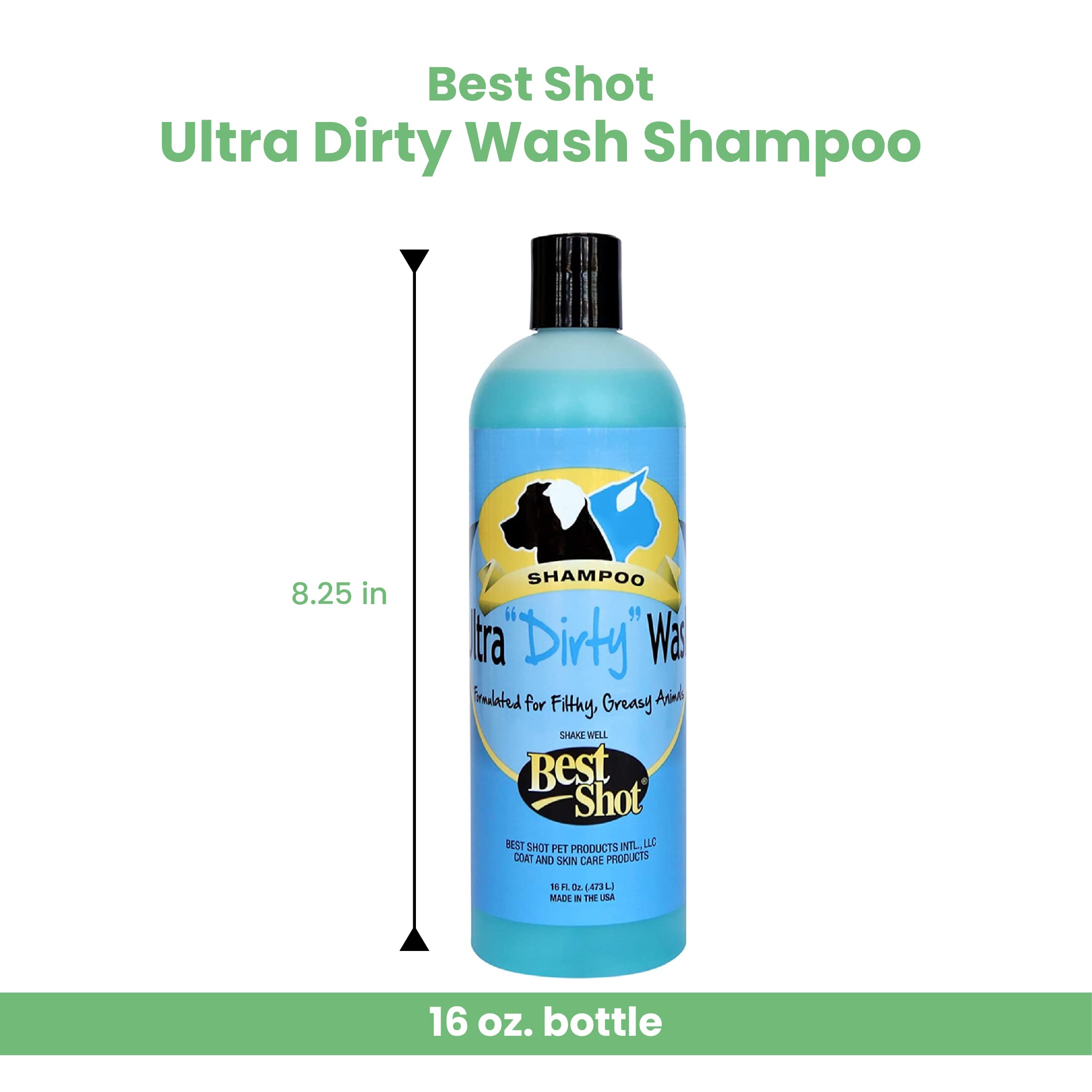 Best Shot Ultra Dirty Wash Shampoo for Horses - 16 oz | Deep Cleaning & Detangling Formula | Perfect for Show Prep, Post-Workout & Muddy Coat Care