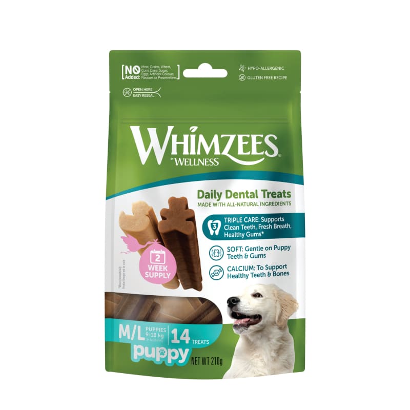 Whimzees Puppy Grain-Free Dental Dog Treats for Small & Medium Breeds, 224g - Promotes Oral Health & Fresh Breath for Puppies, Perfect for Training & Rewards
