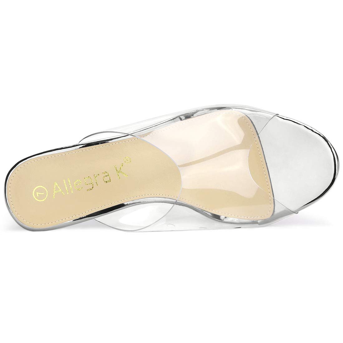 Allegra K Women's Clear Heel Platform Sandals - Chunky Open Toe Slides for Summer, Party & Casual Outfits | Comfortable Dressy Heels for Weddings, Beach & Night Out