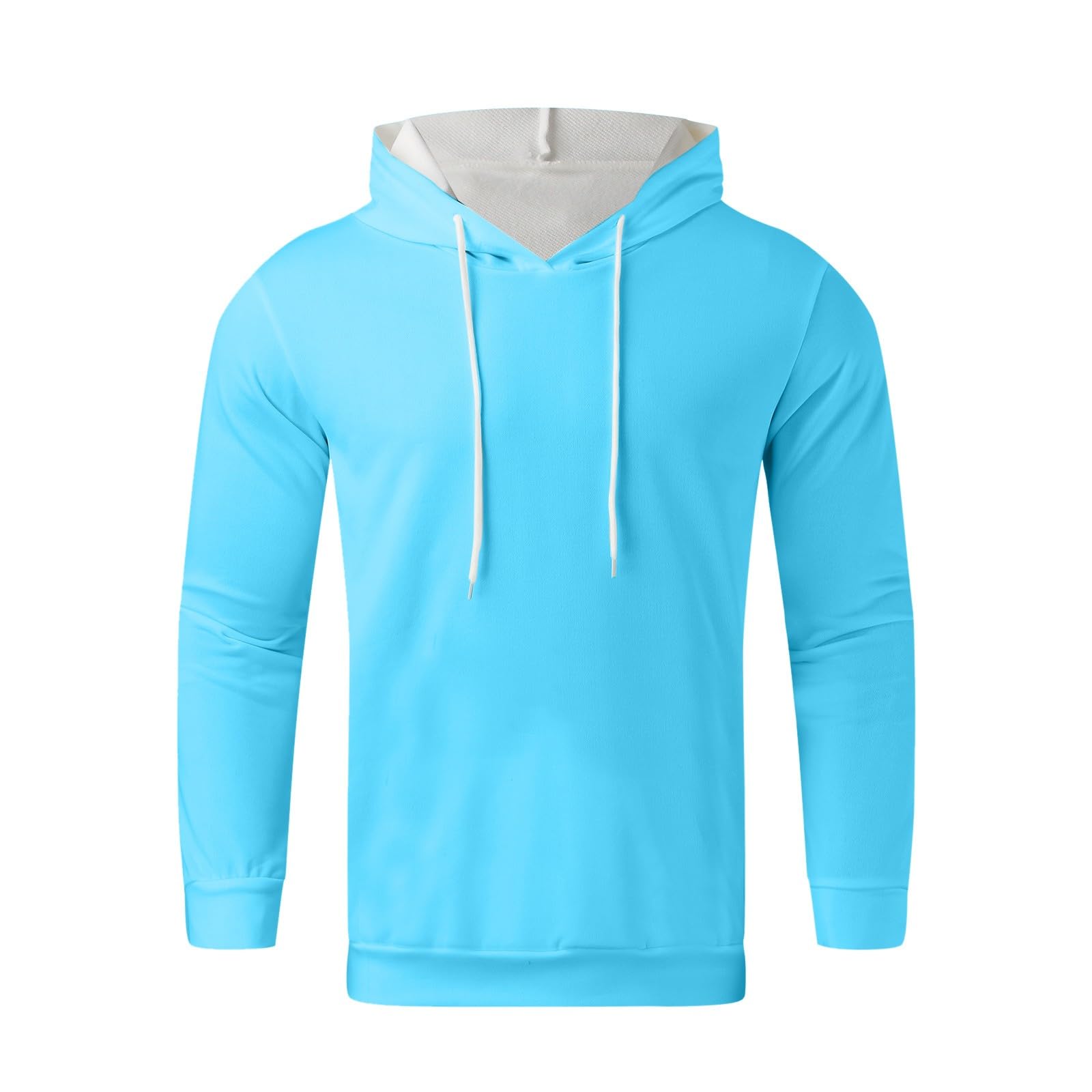 Men's Long Sleeve Drawstring Plain Hooded Sweatshirt - Solid Color Pullover Hoodie for Casual Wear, Workout & Outdoor Activities