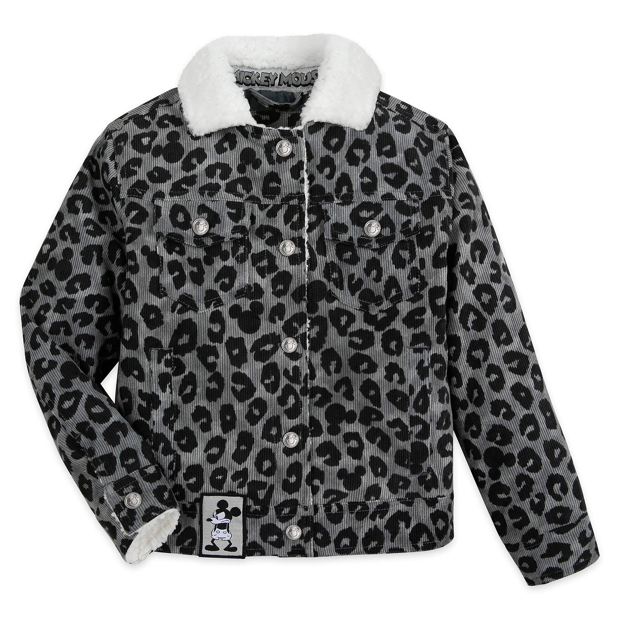 Disney Mickey Mouse Grayscale Jacket for Girls - Soft Fleece Pullover with Hood - Cute Cartoon Character Outerwear for School, Playdates & Winter Fashion