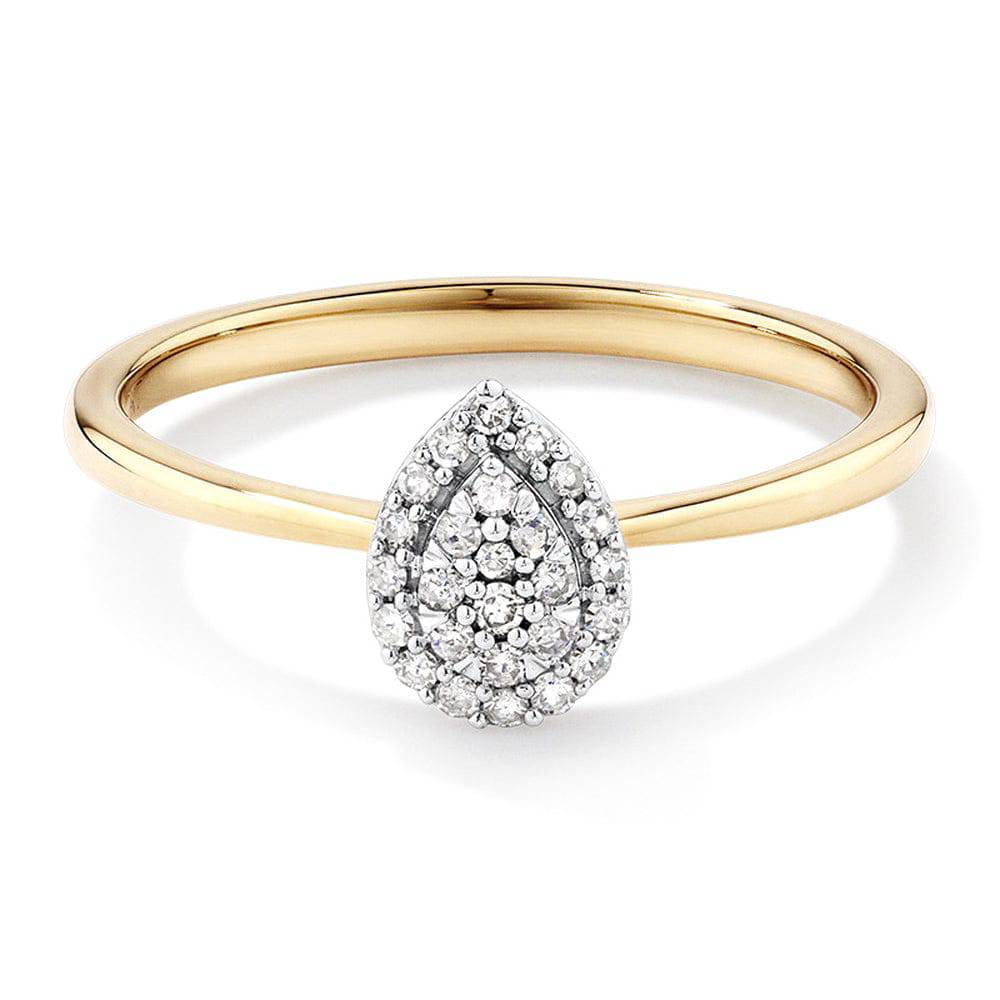 Lab Grown Diamond Promise Ring for Women - Pear Cluster Engagement Ring in 14K Gold - Perfect for Proposals, Anniversaries & Special Occasions