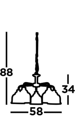 Bistro 3/5Lt Multi-Arm Pendant Light Fixture - Satin Silver & Antique Brass Finish - Perfect for Kitchen Island, Dining Room, and Restaurant Lighting