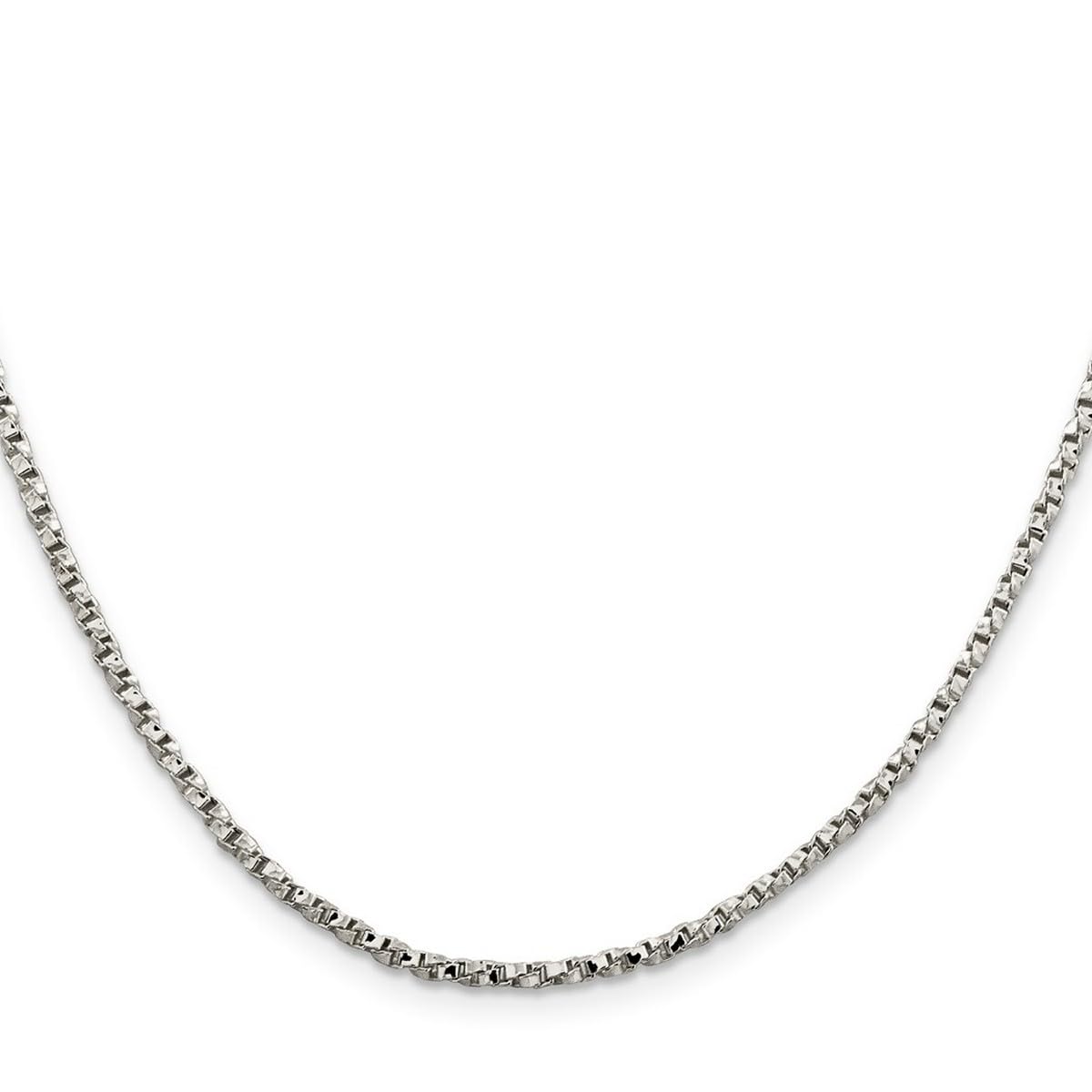 925 Sterling Silver Twisted Box Chain Necklace - 2.25mm Polished 16