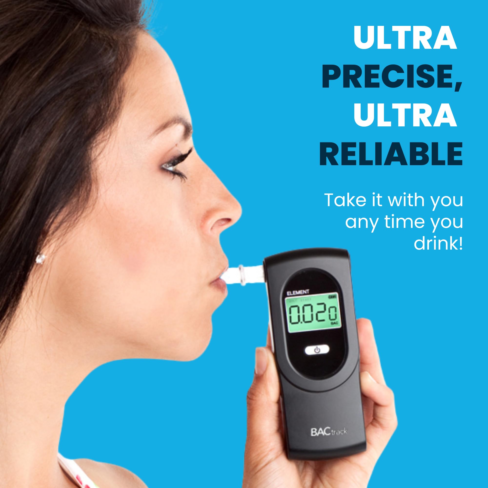 BACtrack Element Professional Breathalyzer with 20 Mouthpieces - Portable Alcohol Tester for Personal & Workplace Safety, DUI Prevention, and Responsible Drinking