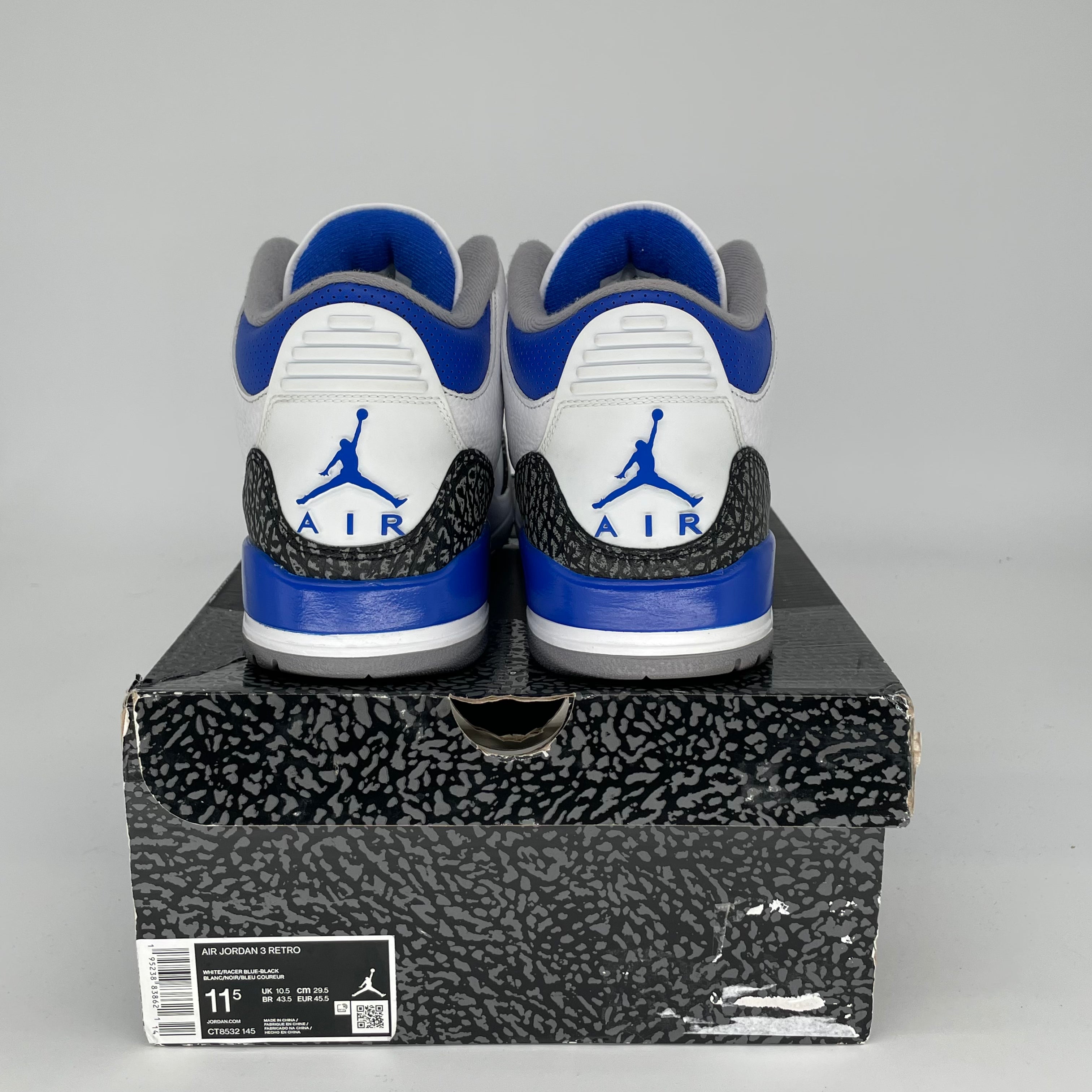 Air Jordan 3 Racer Blue Men's Basketball Shoes Size 11.5 - Retro Style, Comfortable Cushioning, Durable Design (Style Code: CT8532-145) - Perfect for Streetwear, Sneaker Collection & Casual Sports
