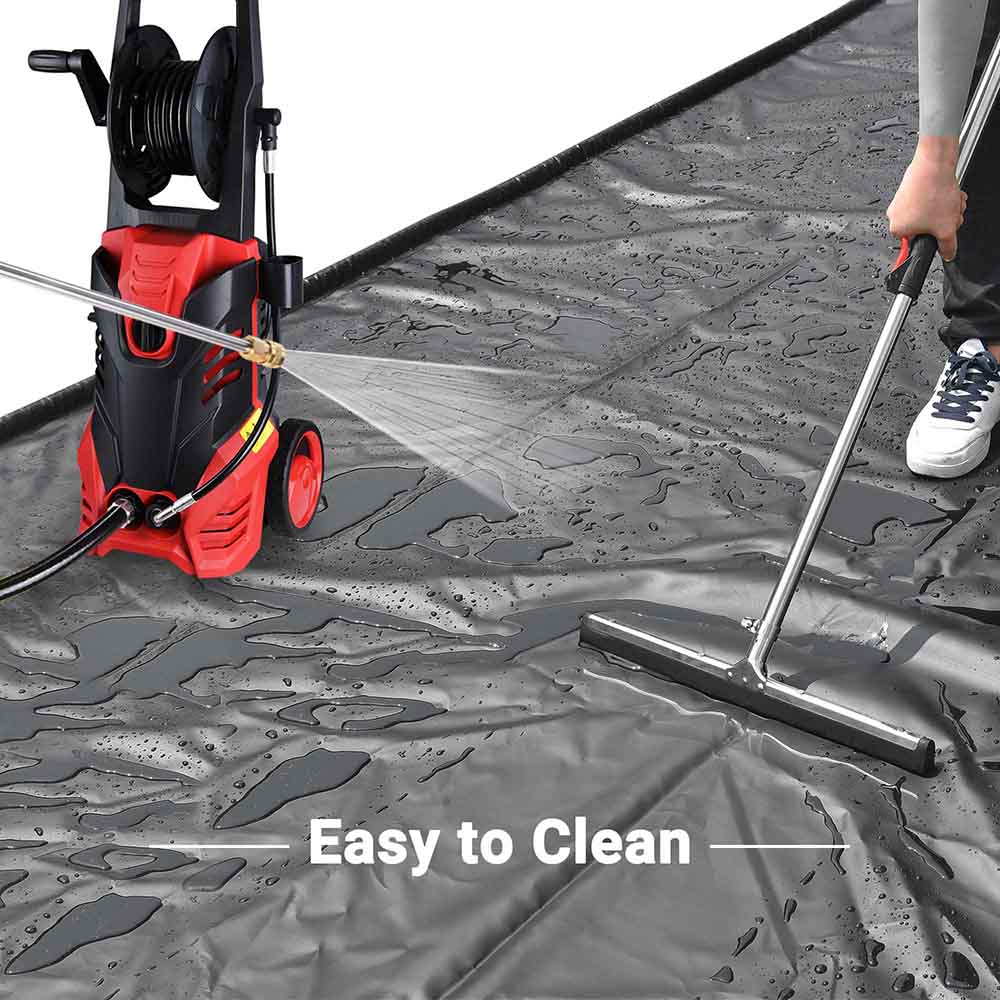 TheLAShop 7'9 x 16' Heavy Duty Garage Containment Mat with Floor Squeegee - Oil, Dirt & Water Absorbent - Perfect for Car Wash, Workshop & Garage Floor Protection