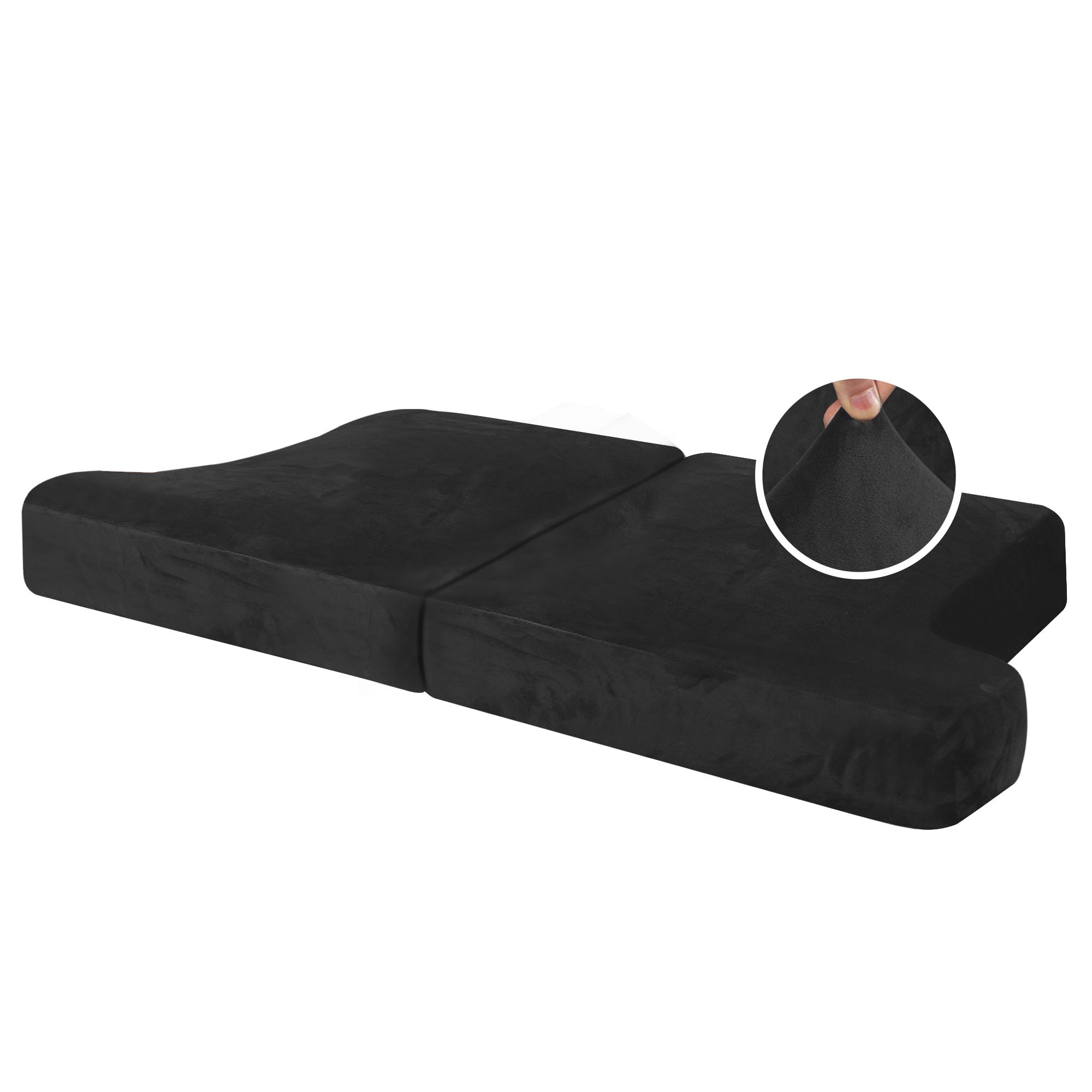 H.VERSAILTEX Stretch Velvet 2-Piece T-Cushion Sofa Slipcovers - Soft Elastic Sofa Seat Covers for 2-Cushion Couches, Non-Slip Furniture Protector (Black) - Perfect for Living Room, Home Decor & Pet-Friendly Furniture Protection