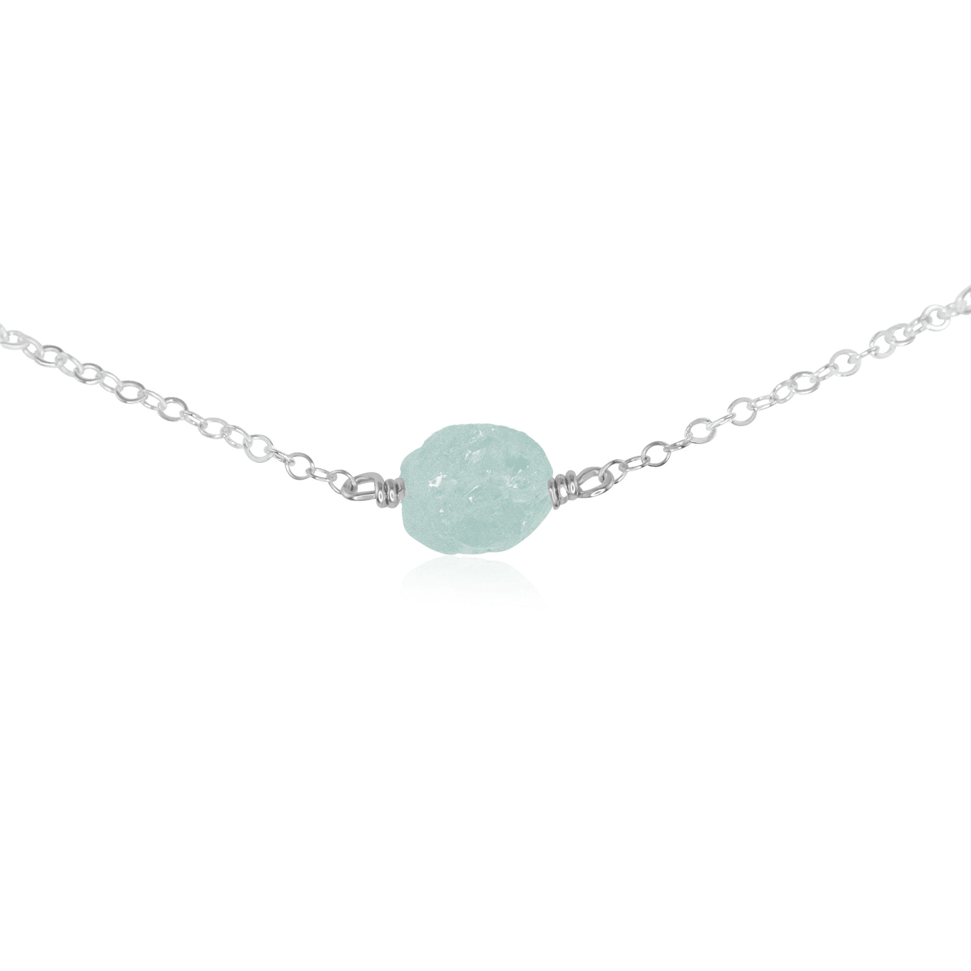 Natural Raw Aquamarine Crystal Nugget Choker Necklace - Elegant Bohemian Jewelry for Women, Perfect for Beach Weddings, Festivals & Layering