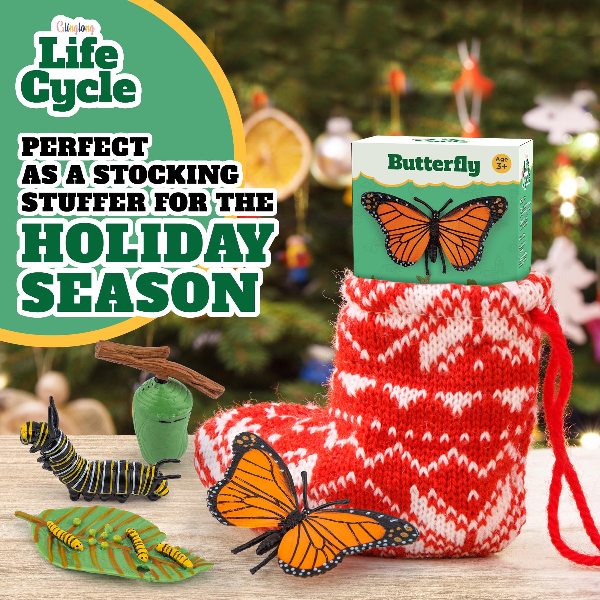 Montessori Life Cycle Kit - Realistic Animal Figurines Toys for Kids, Butterfly & Caterpillar Matching Game - STEM Learning Educational Toys for Children Ages 3+, Perfect for Classroom Science Activities & Birthday Gifts
