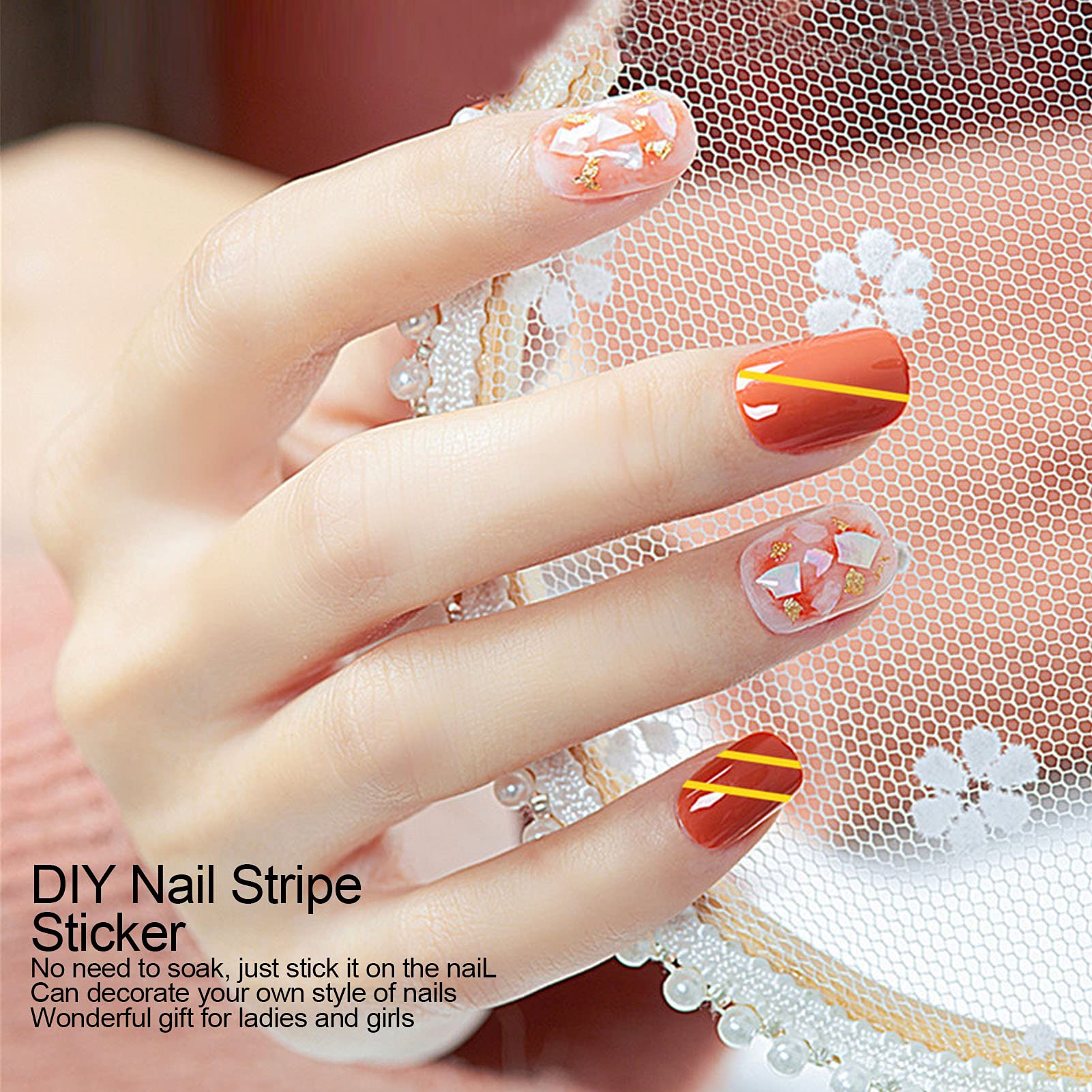 EXCLUZO Nail Stickers - Easy to Apply DIY Nail Art Decals for Home Manicure & Salon Use | Perfect for Nail Art, French Tips & Creative Designs