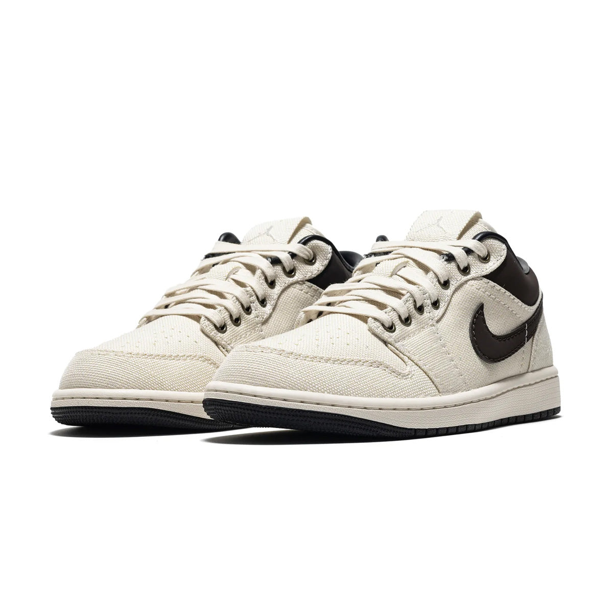 Air Jordan 1 Low Premium Sneakers - Pale Ivory & Baroque Brown Colorway | Men's Basketball Shoes for Casual Wear & Street Style