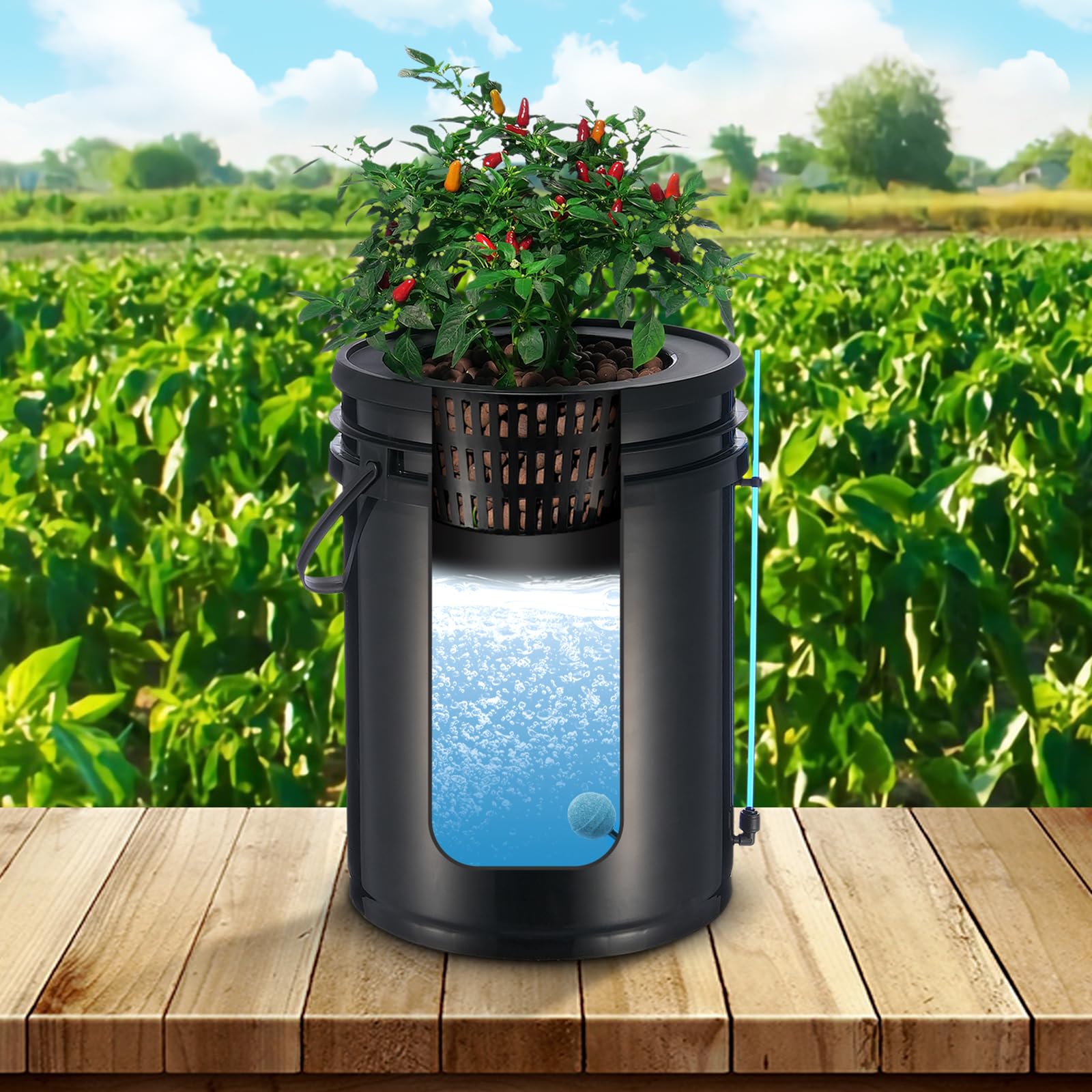VEVOR 5-Gallon DWC Hydroponic Grow System with Top Drip Kit - 4 Bucket Deep Water Culture Kit Includes Air Pump, Air Stones & Water Level Indicator for Leafy Greens - Perfect for Indoor Herb Garden, Lettuce & Vegetable Hydroponics Farming
