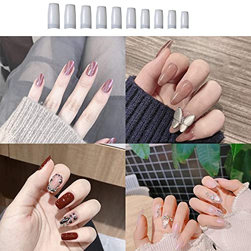 Belicia 200pcs French False Nails - Half Cover Artificial Nail Tips with Storage Box & Nail Clipper - 10 Sizes (Natural) - Perfect for Nail Salons, DIY Nail Art at Home, Parties & Special Occasions