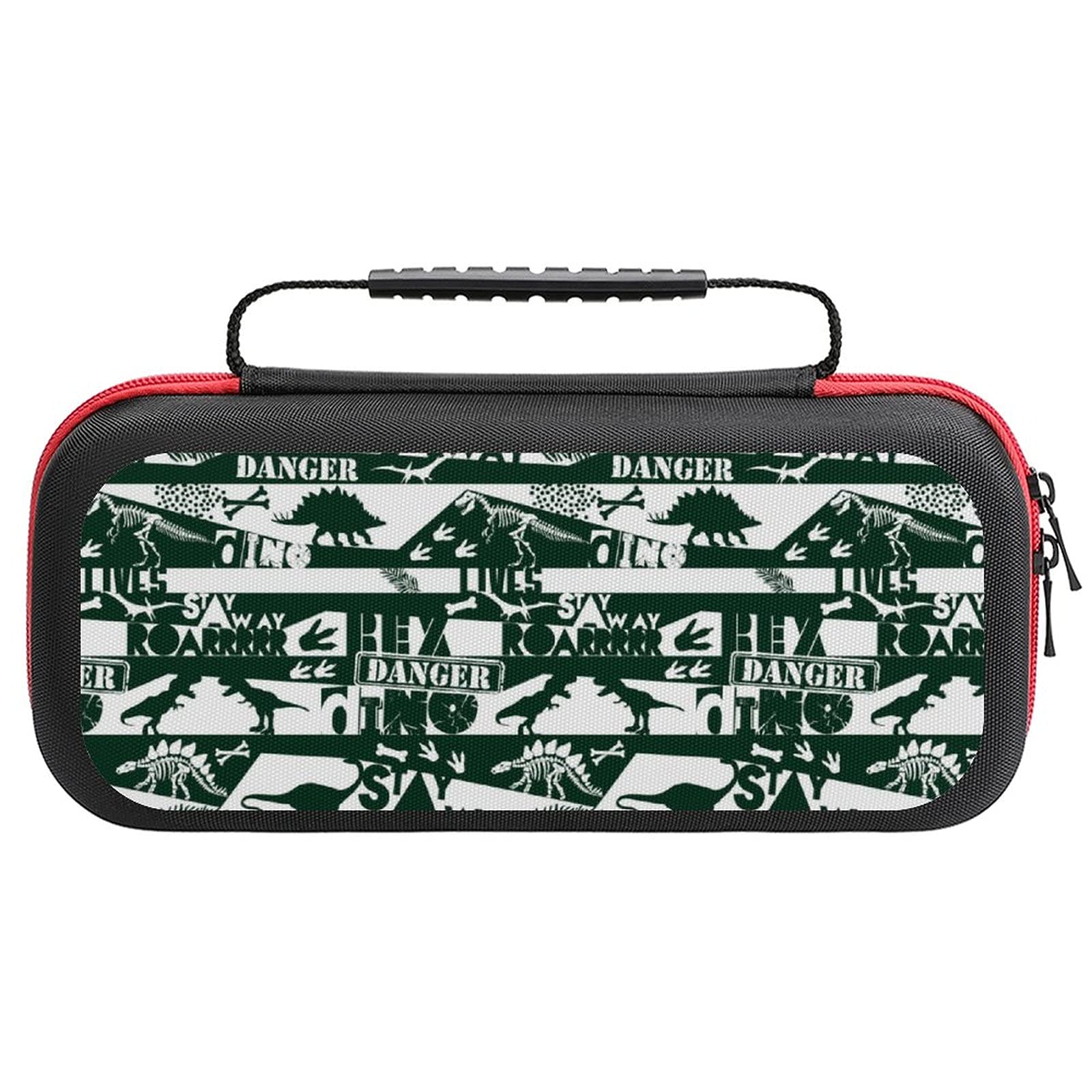 Dino Pattern Printed Travel Case for Nintendo Switch Lite & Accessories - Portable Storage Bag for Gaming, Commuting, and Outdoor Adventures