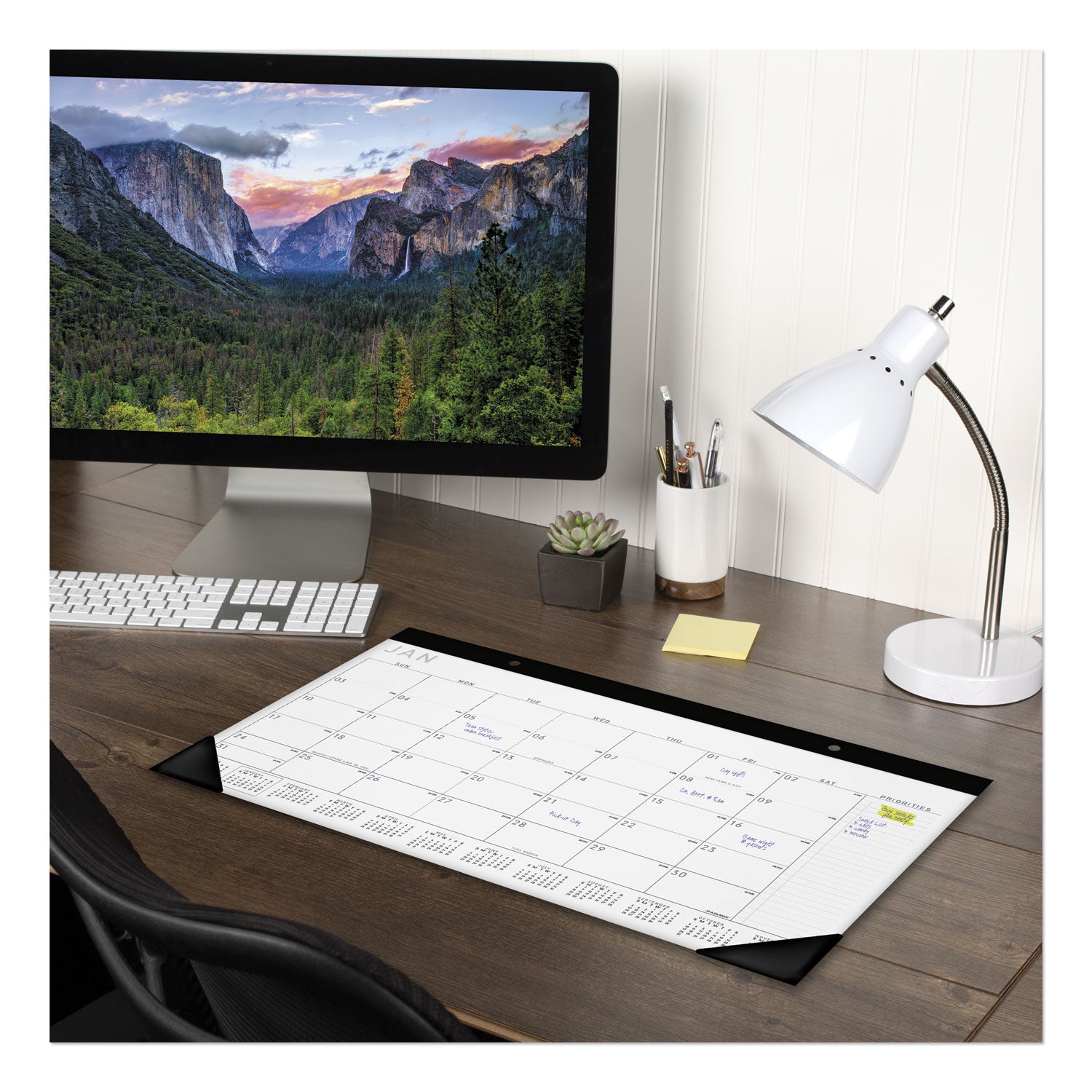 AT A GLANCE® 2025 Monthly Desk Calendar - 18 x 11 Inch White Paper with Black Binding | Contemporary Office Planner for Productivity & Organization | Perfect for Home, Office, and School Use