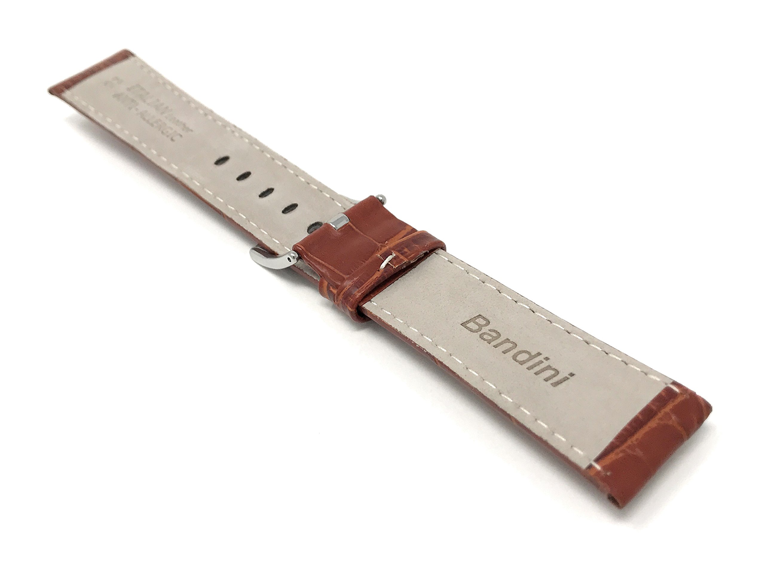 18mm Alligator Leather Watch Band for Men - Classic & Smart Watches - Cognac Strap for Daily Wear