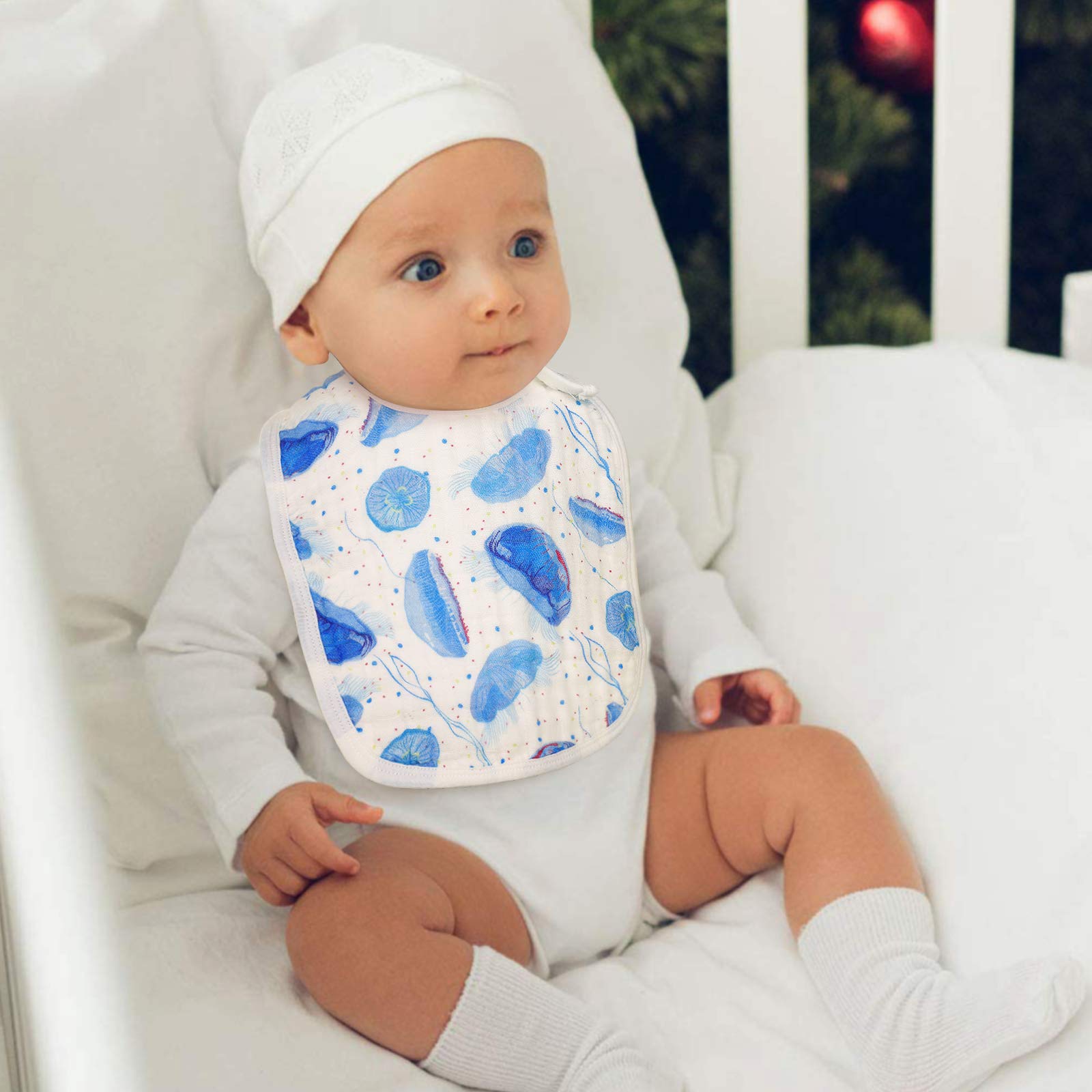 Snap Muslin Bibs for Baby Boys & Girls - 100% Cotton, 3-Layer Absorbent & Soft - Adjustable, Machine Washable Baby Bibs for Infants, Newborns & Toddlers - Perfect for Feeding, Drooling & Playtime
