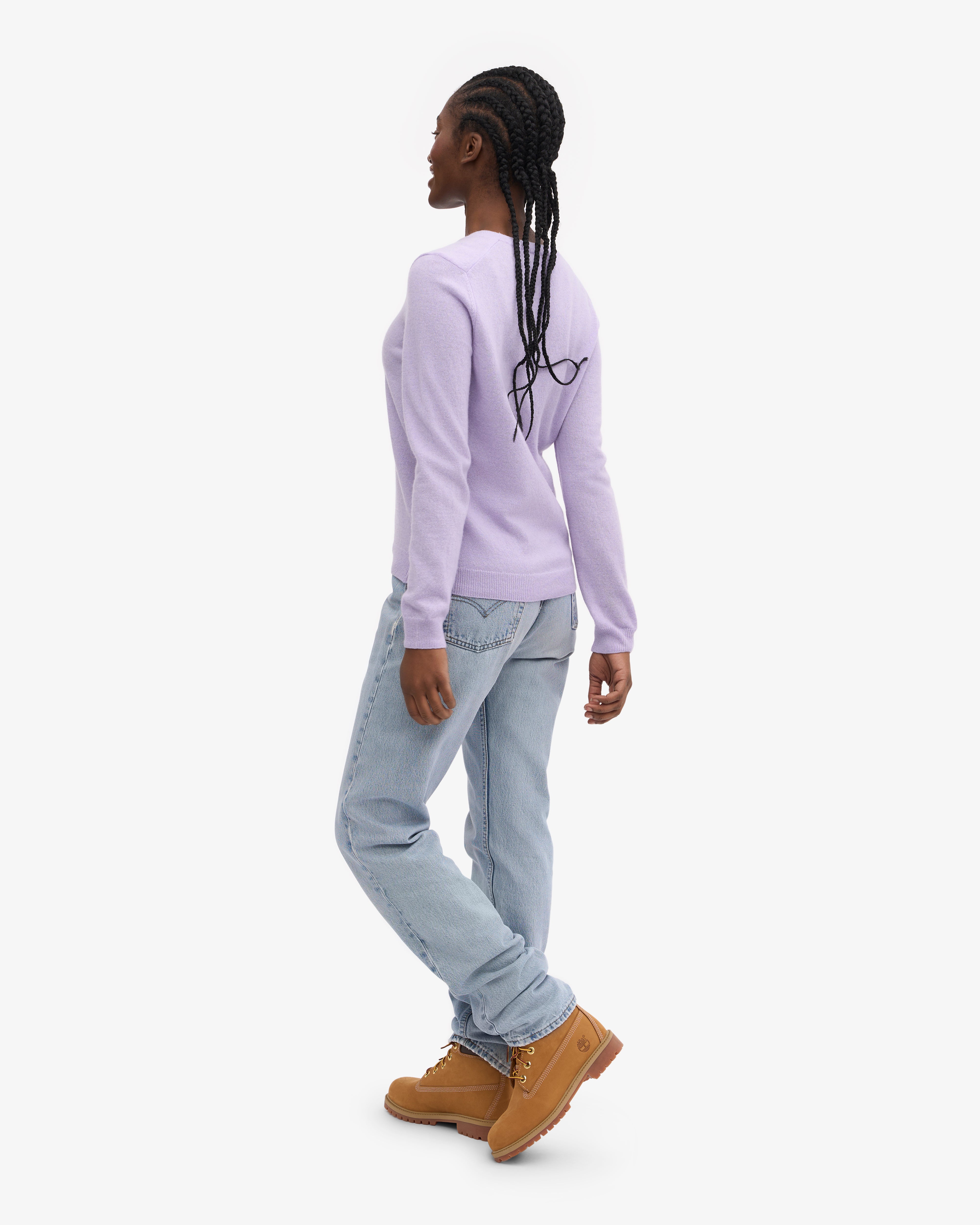 Soft Lavender Women's Light Merino Wool Crew Neck Sweater - Cozy & Breathable for Fall/Winter Layering, Office Wear & Casual Outfits